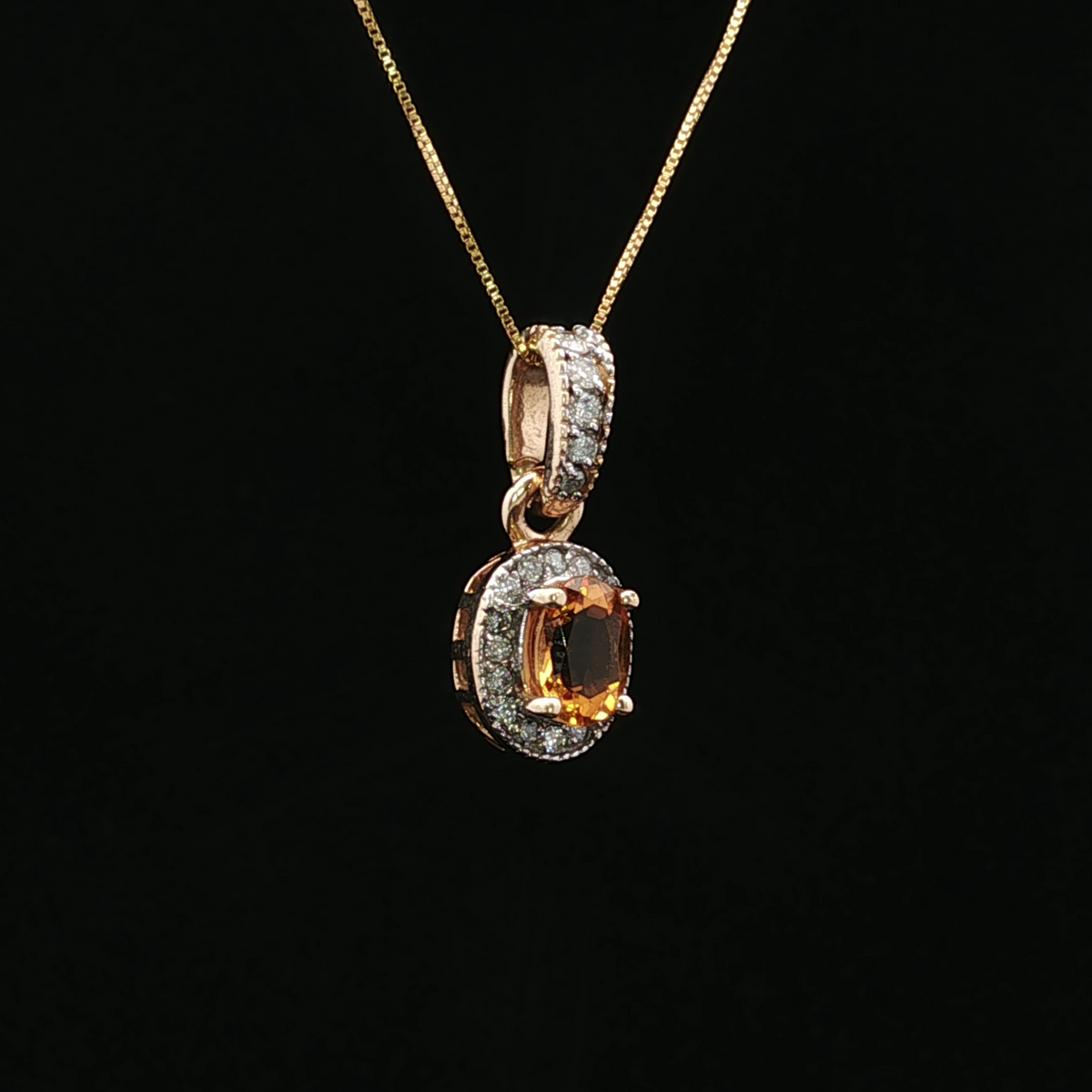 Guadalupe 14K Yellow Gold Citrine & Diamond Halo Pendant