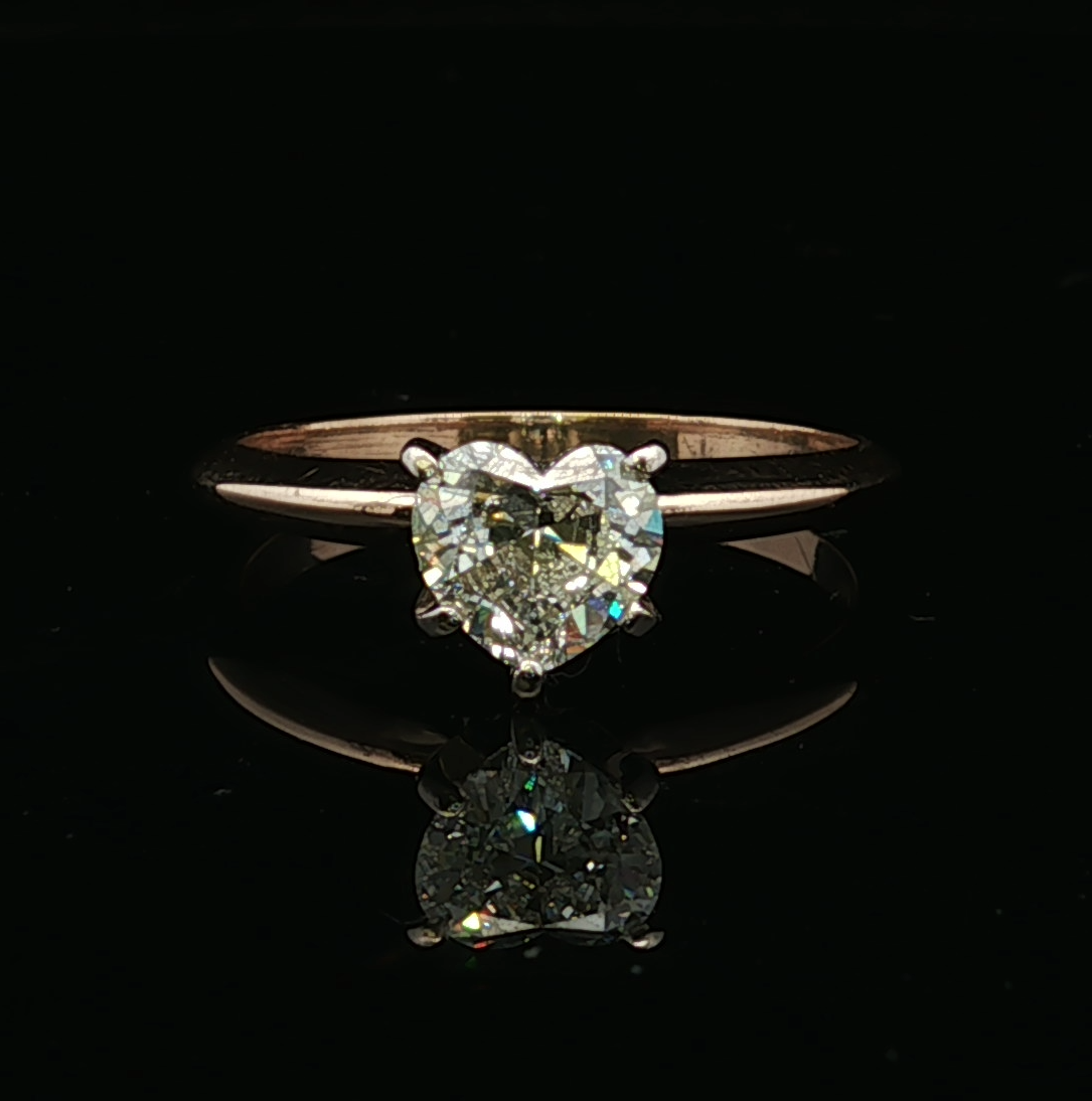 14K Yellow Gold 1ct Heart-Shaped Diamond Ring