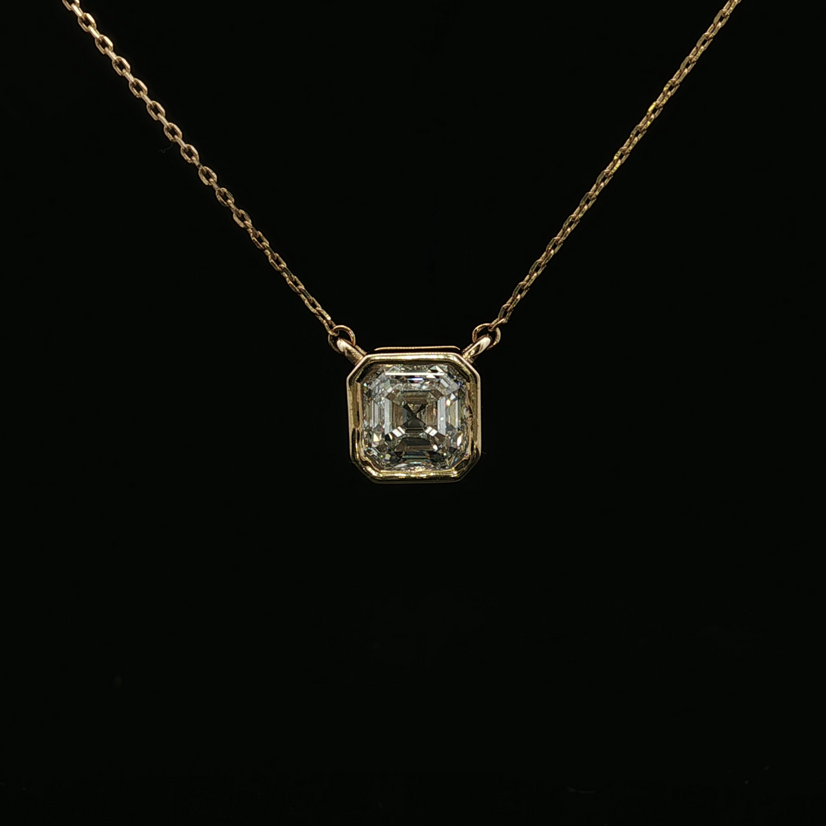 14KY 2CT Asscher Cut Lab Created Diamond Necklace