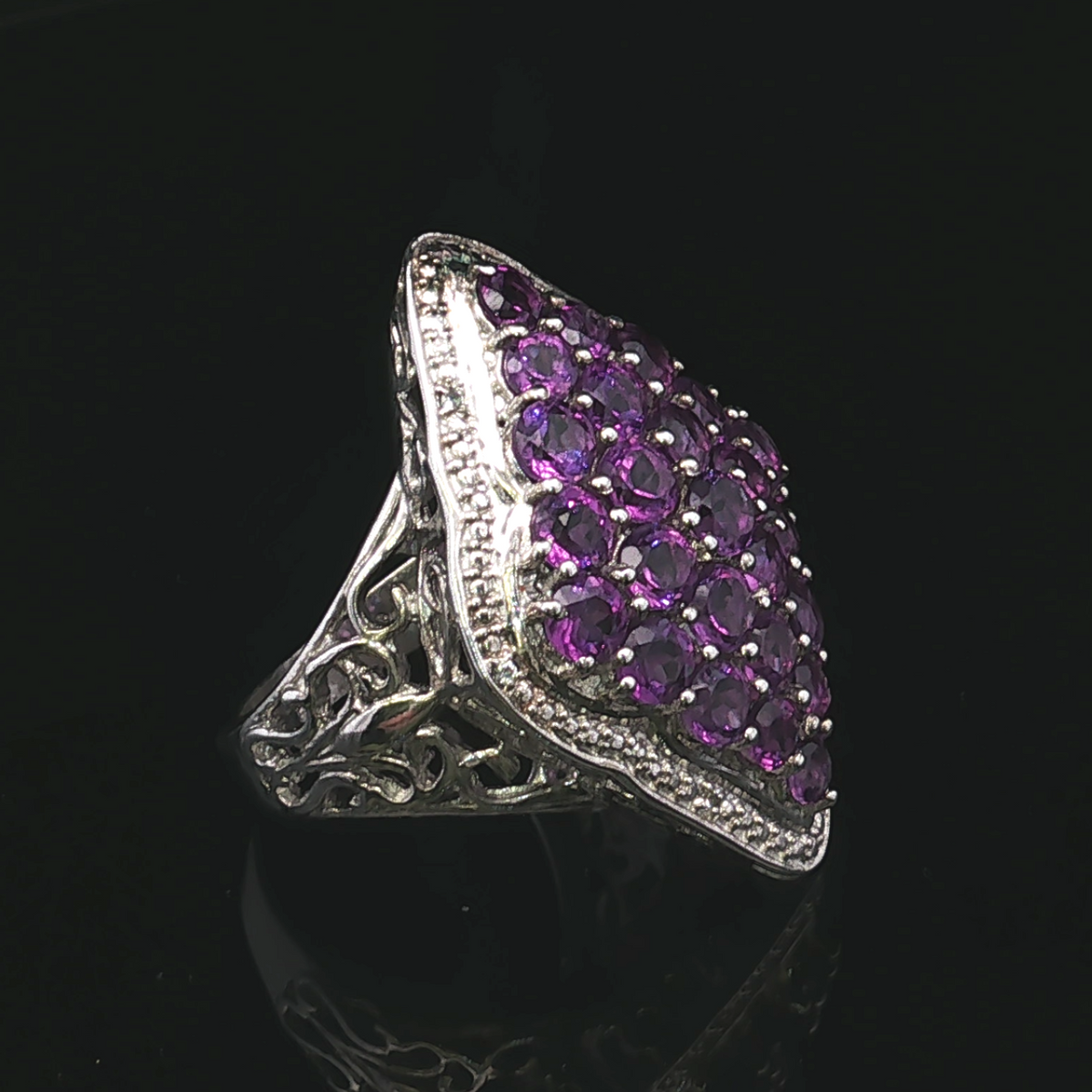 Eleanora Amethyst Cluster Ring in Sterling Silver