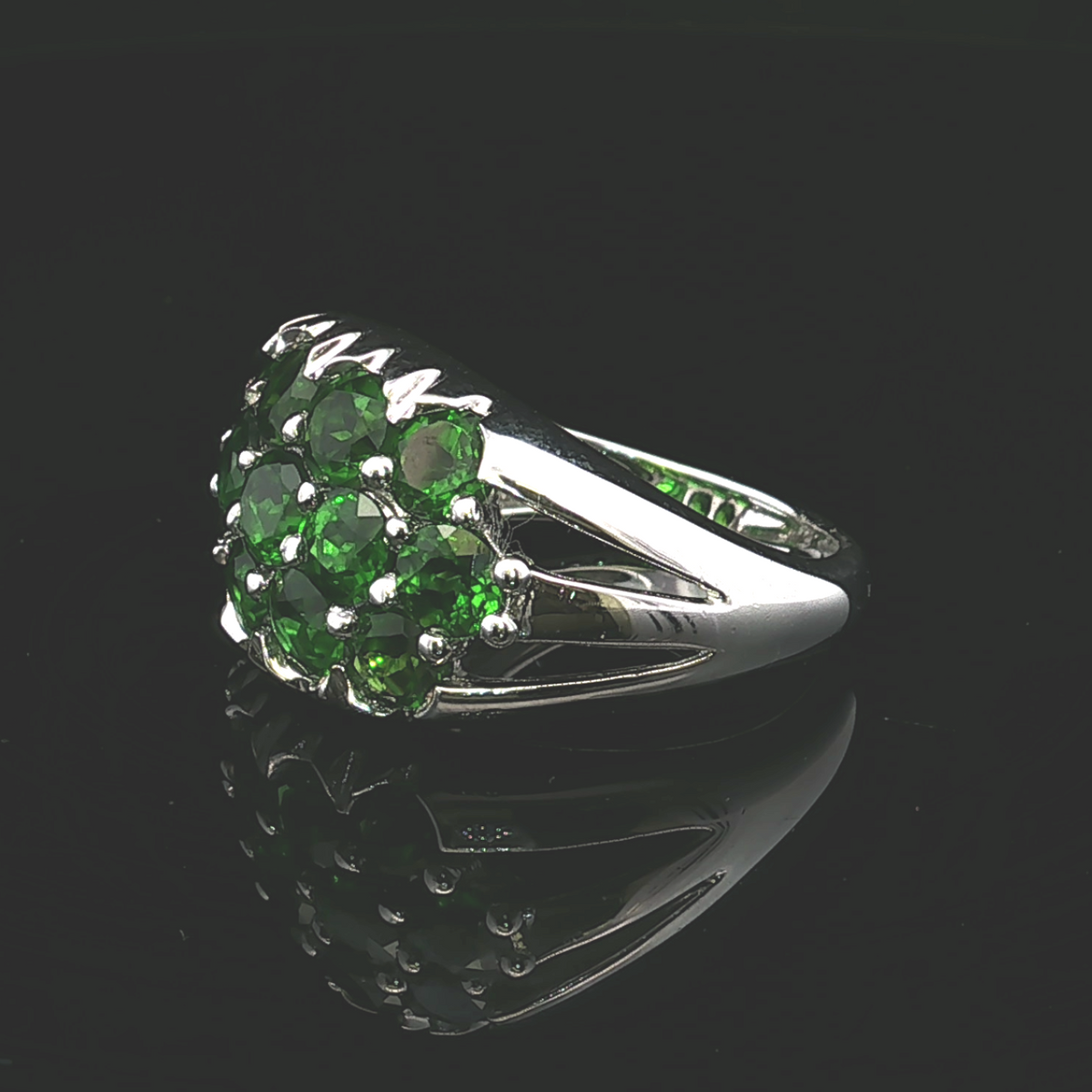Imogena Russian Diopside 13-Stone Sterling Silver Ring