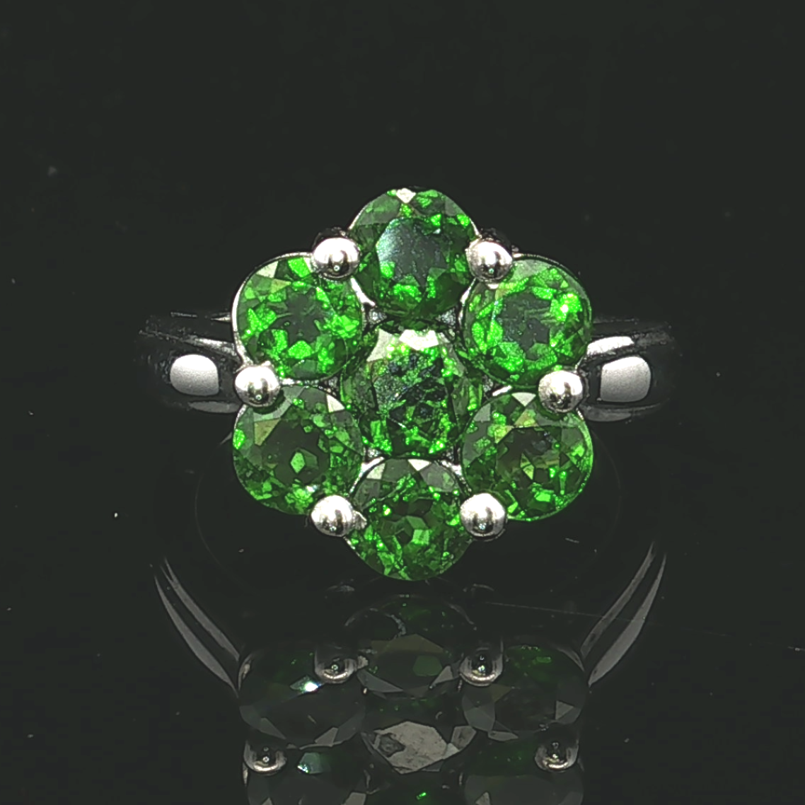 Isadoras Russian Diopside 7-Stone Sterling Silver Ring