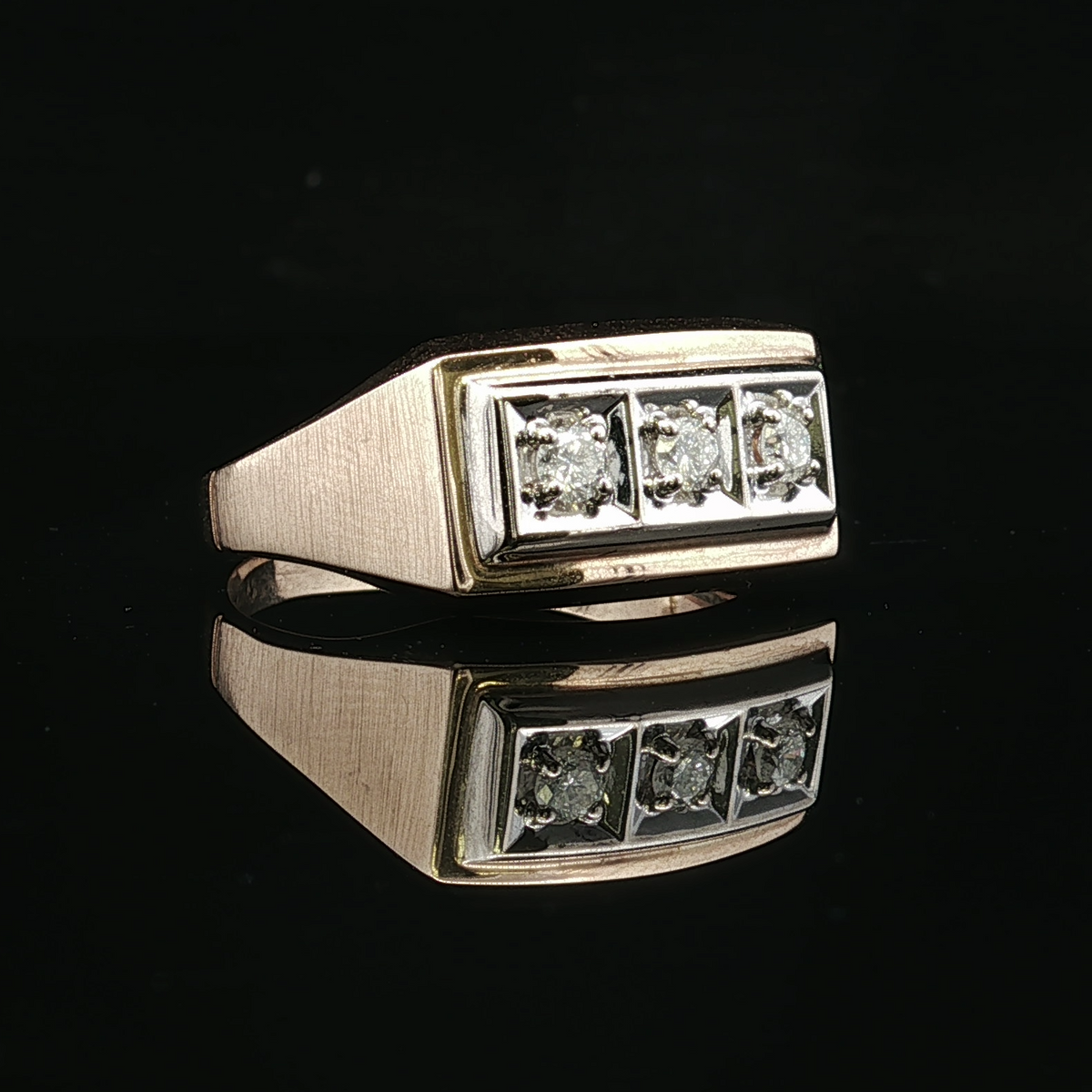 Trey Three Diamond Ring in 14K Yellow Gold