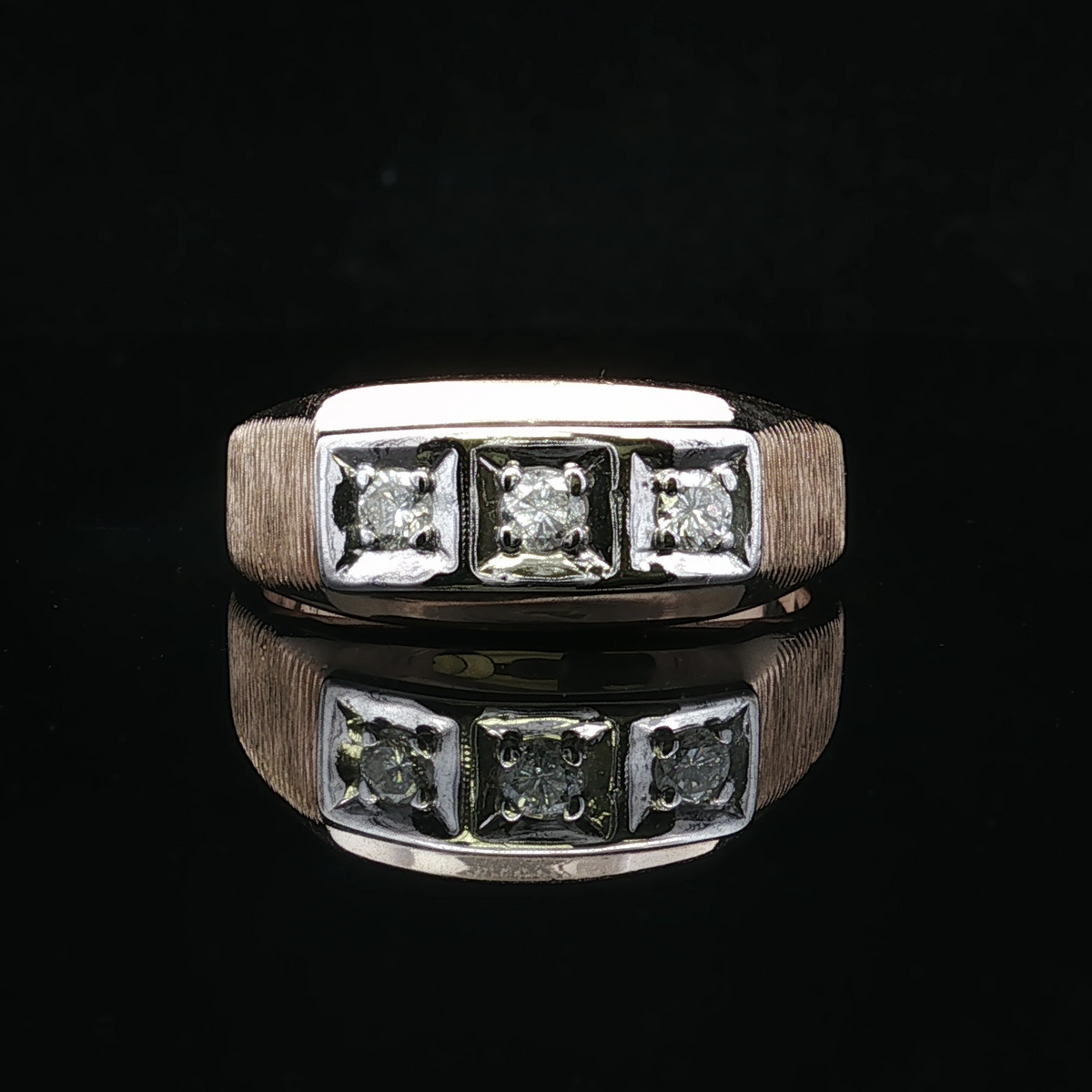 Amias Three Diamond Ring in 14K Yellow Gold