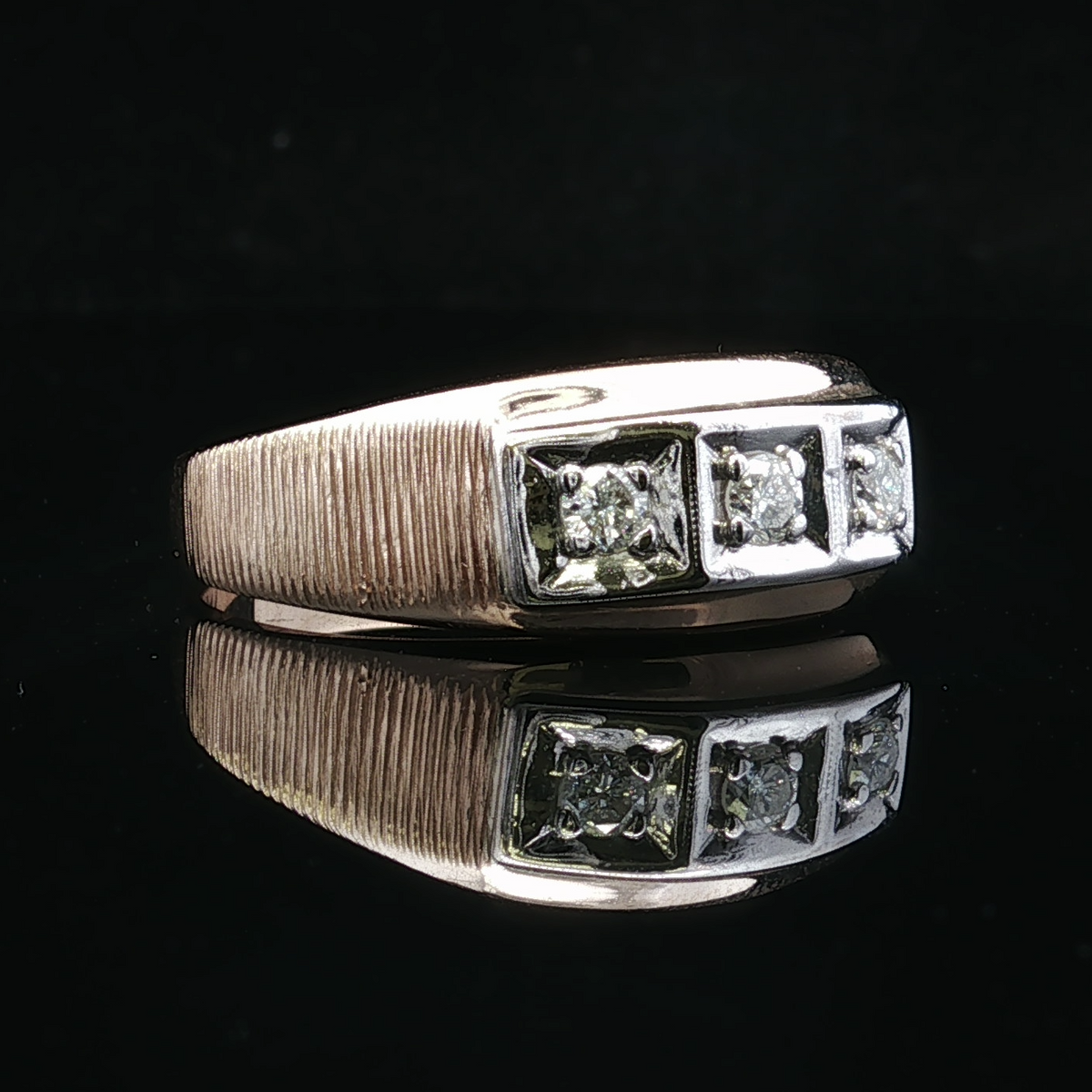 Amias Three Diamond Ring in 14K Yellow Gold