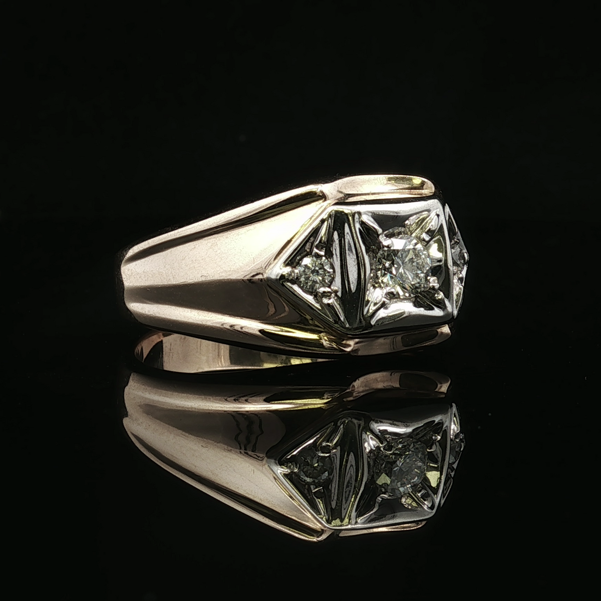 Avery Diamond Ring in 14K Two Tone Gold