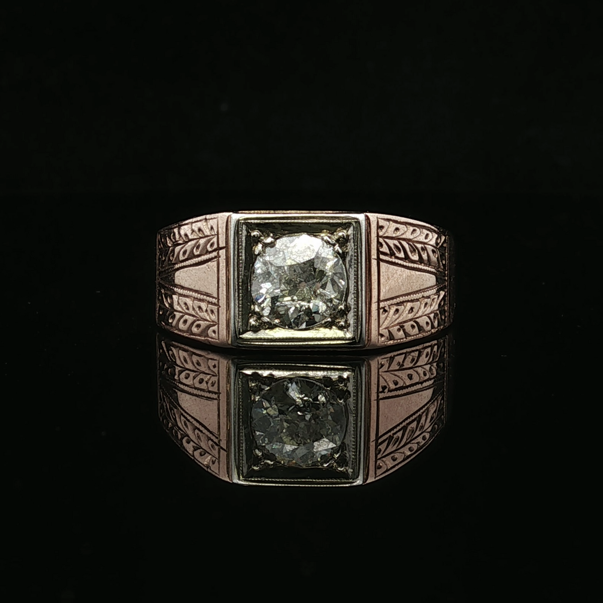Jeffery Antique Diamond Ring in 14K Yellow Gold