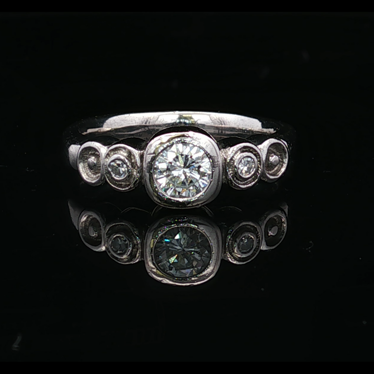 Arden Palladium 3 Stone Diamond Ring