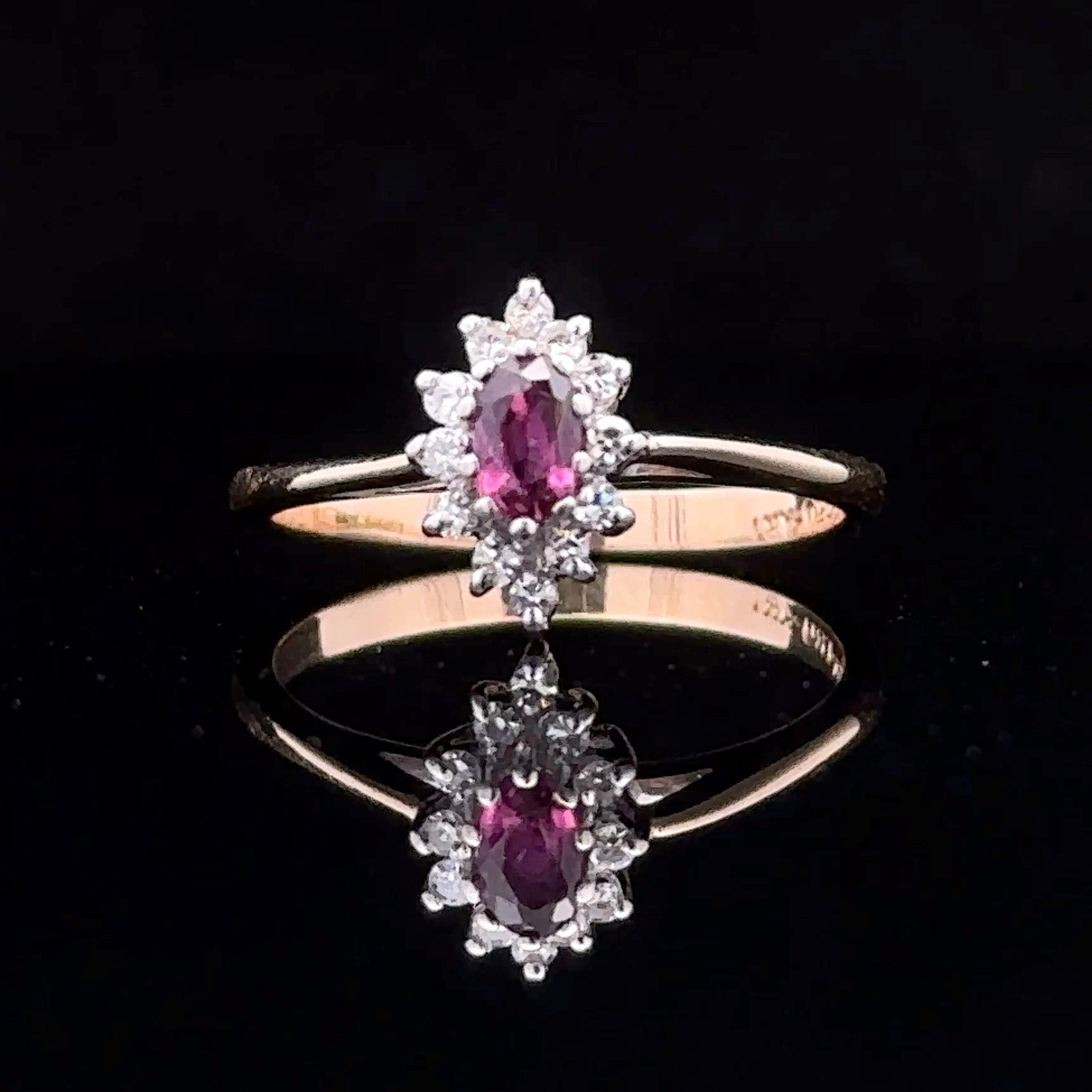 Mila Yellow 14K Halo Ring with Garnet and Diamonds
