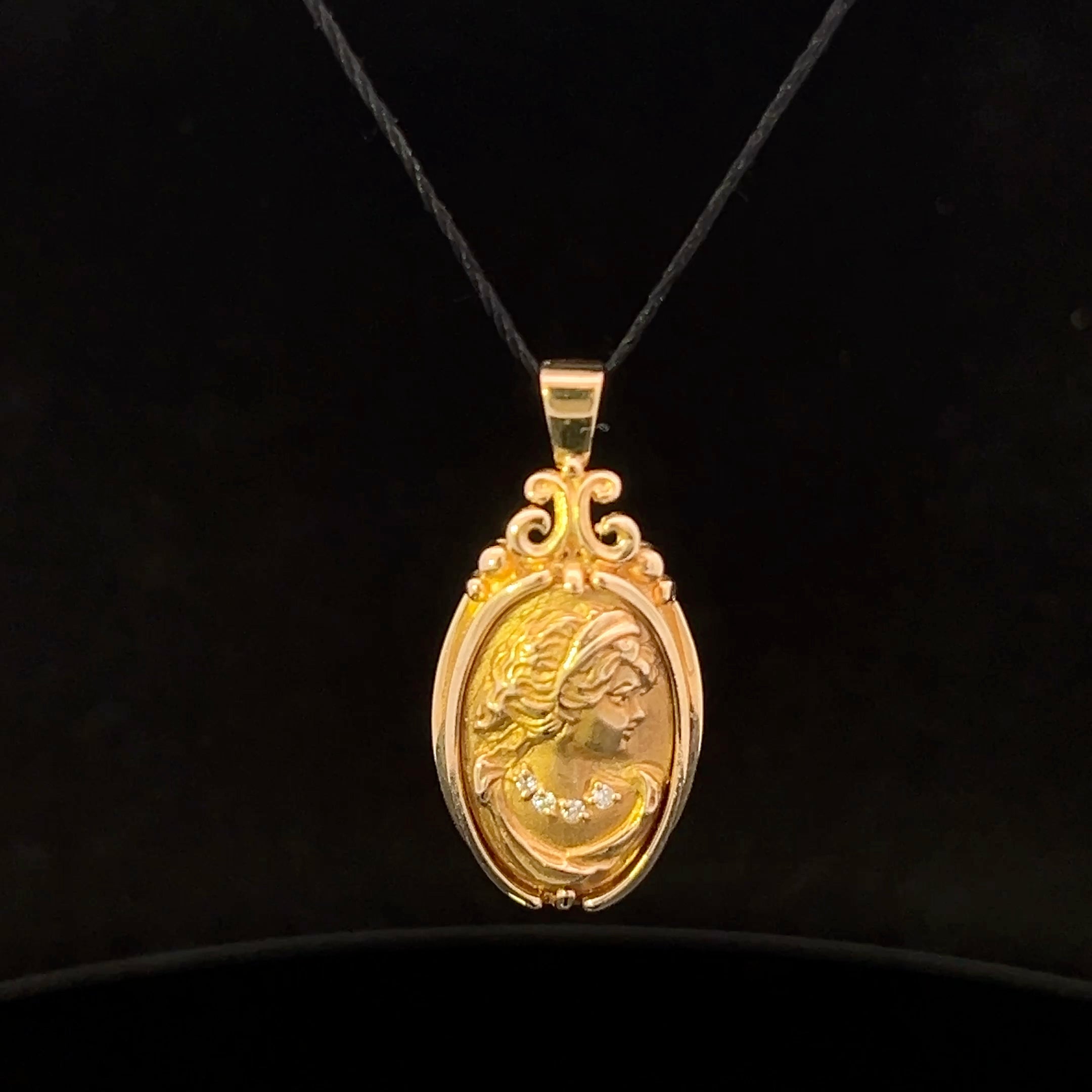 Xiomara 14KY Cameo with .02 CTW Diamond Pendant