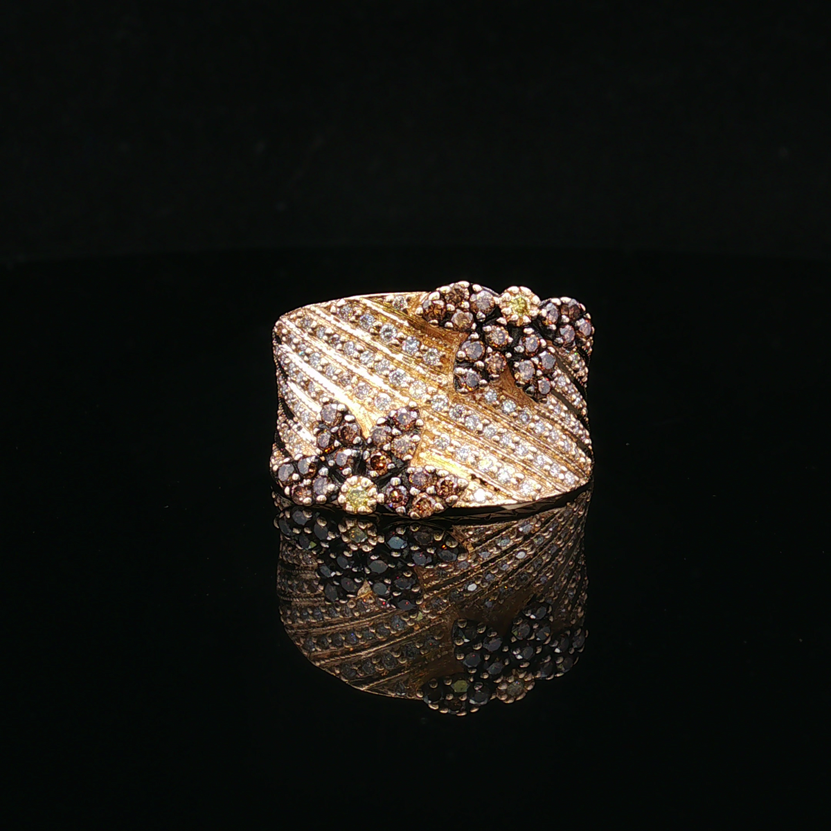 Delilaha 14KY LeVian .95 CTW Chocolate & White Diamond Floral Ring