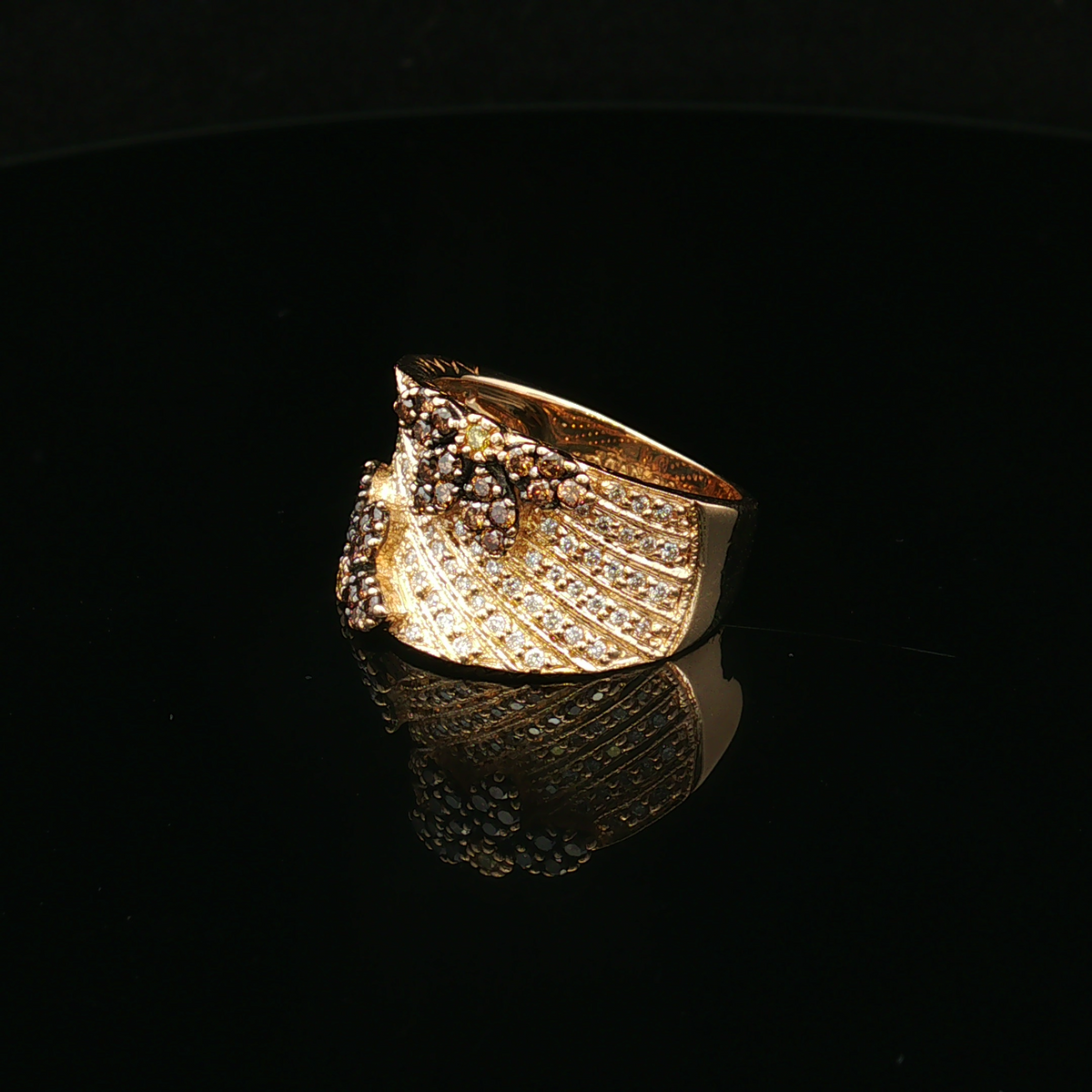 Delilaha 14KY LeVian .95 CTW Chocolate & White Diamond Floral Ring