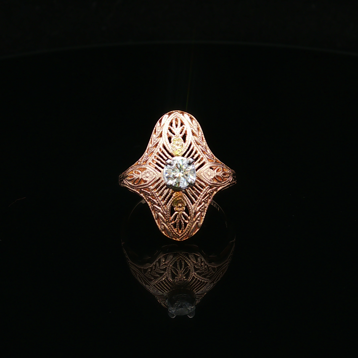 Celinea 14KY Filigree .47 CT Round Diamond Ring