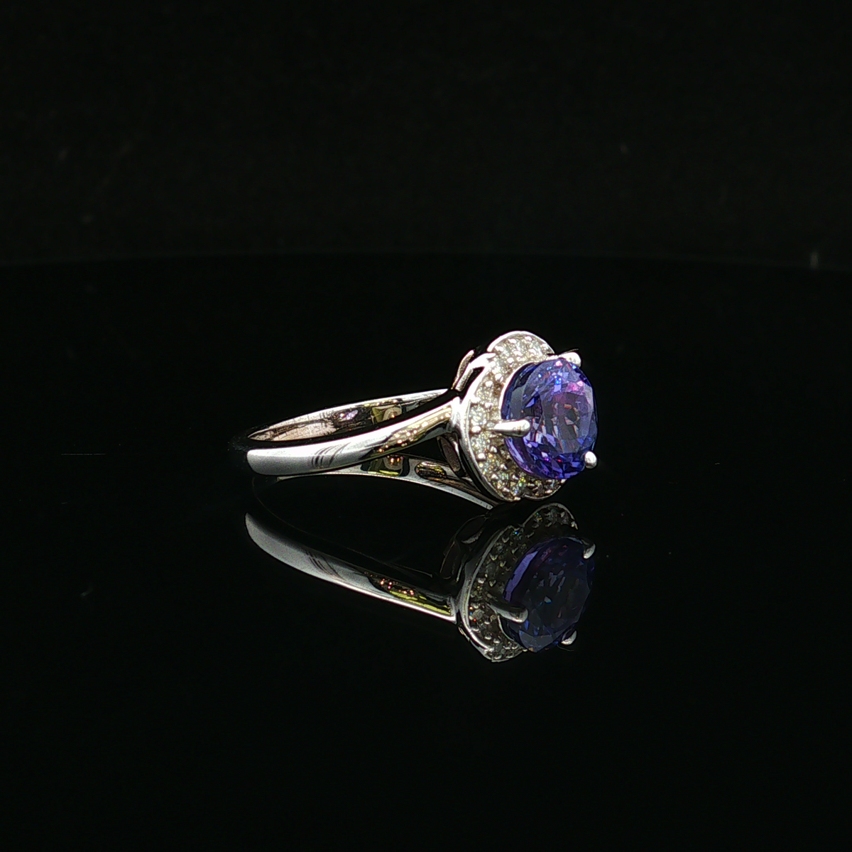 Maribele 14KW 1.40 CT Tanzanite & Diamond Halo Ring
