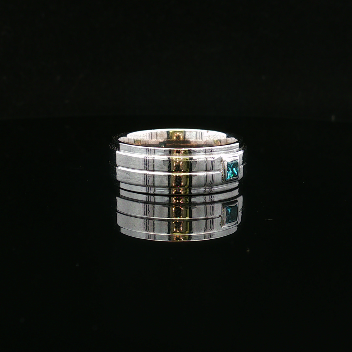 Finley 14KW .16 CT Princess Cut London Blue Diamond Men's Band
