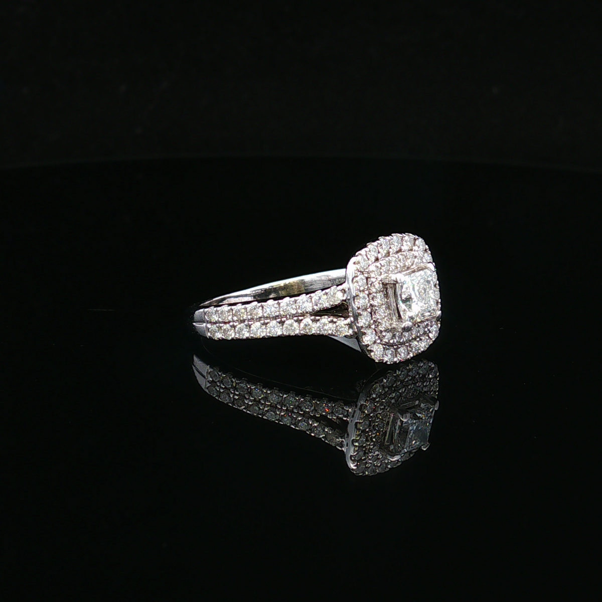 Marlene 14KW Vera Wang Double Halo Diamond & Sapphire Ring