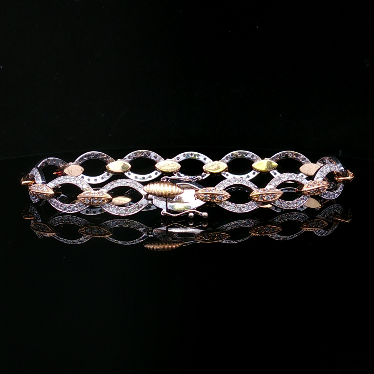 Zinnia 14K Two Tone 2 CTW Diamond Oval Link Bracelet