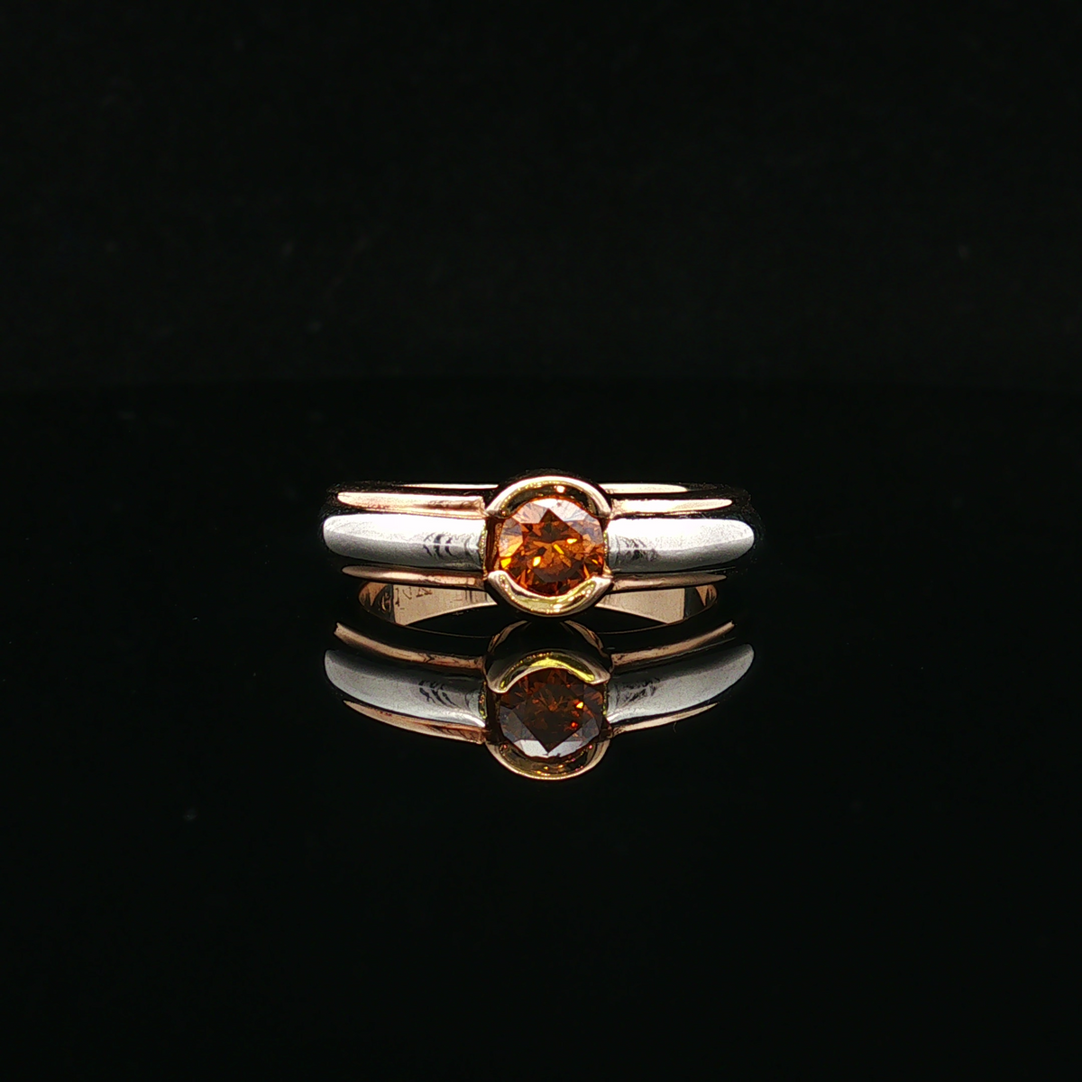 Briellelyn 14K Two Tone Orange Diamond Bezel Ring