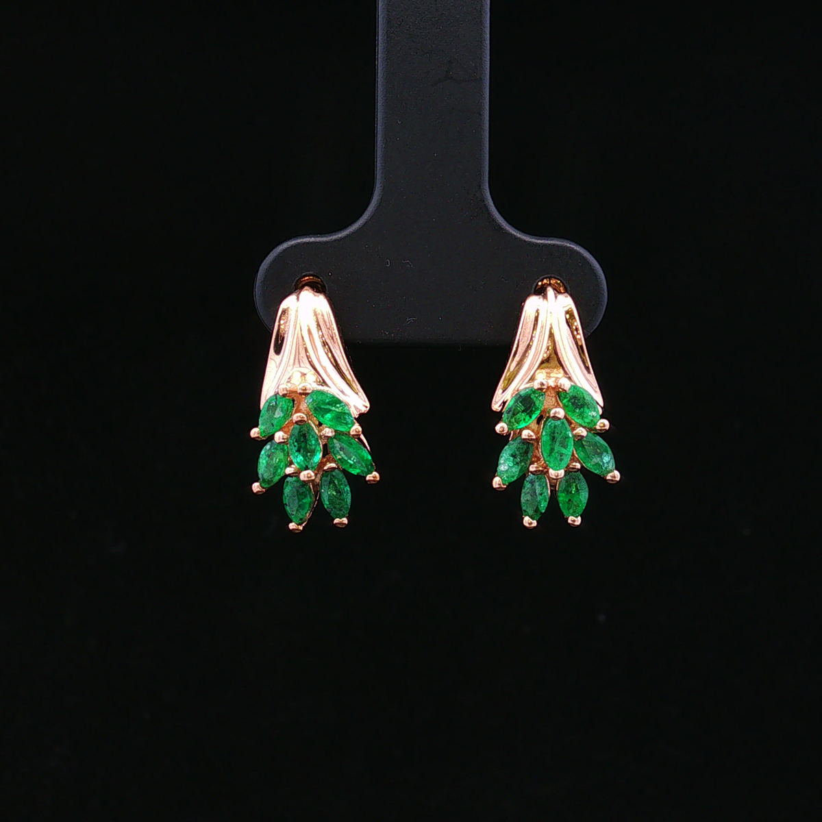 Maribelia 14KY 1.40 CTW Marquise Emerald Earrings