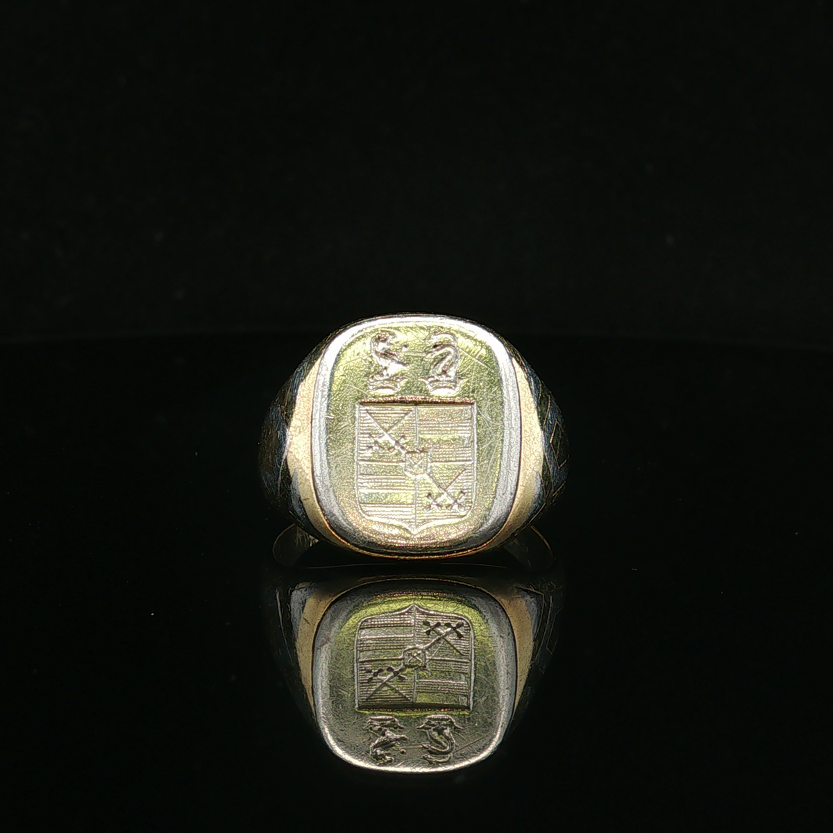 Houston 14K Gold & Platinum Coat of Arms Circa 1925 Ring