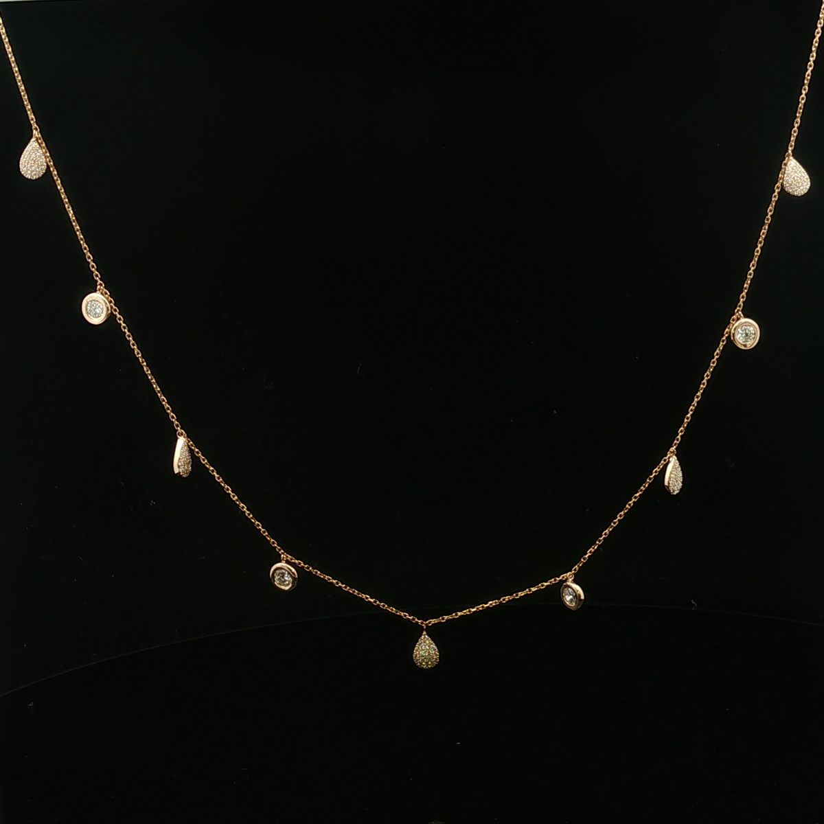 Violet 18KY Adjustable .70 CTW Bezel & Teardrop Diamond Necklace