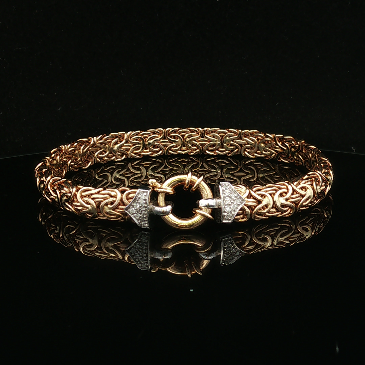 Freyalyn 14K Two Tone Byzantine Link Diamond Bracelet
