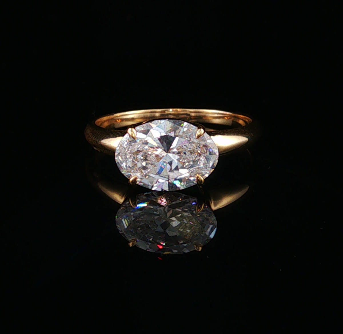 Sybil 14K Yellow Gold 2CT East/West Oval Lab-Grown Diamond Ring