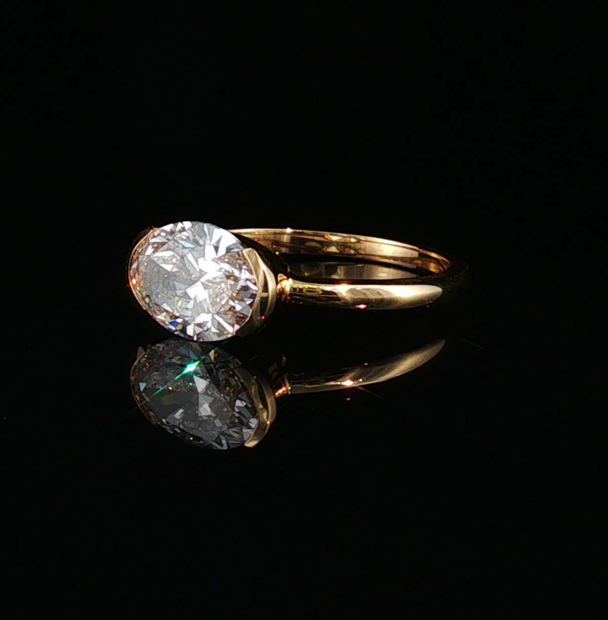 Nella 14K Yellow Gold 2CT East/West Oval Lab-Grown Diamond Ring