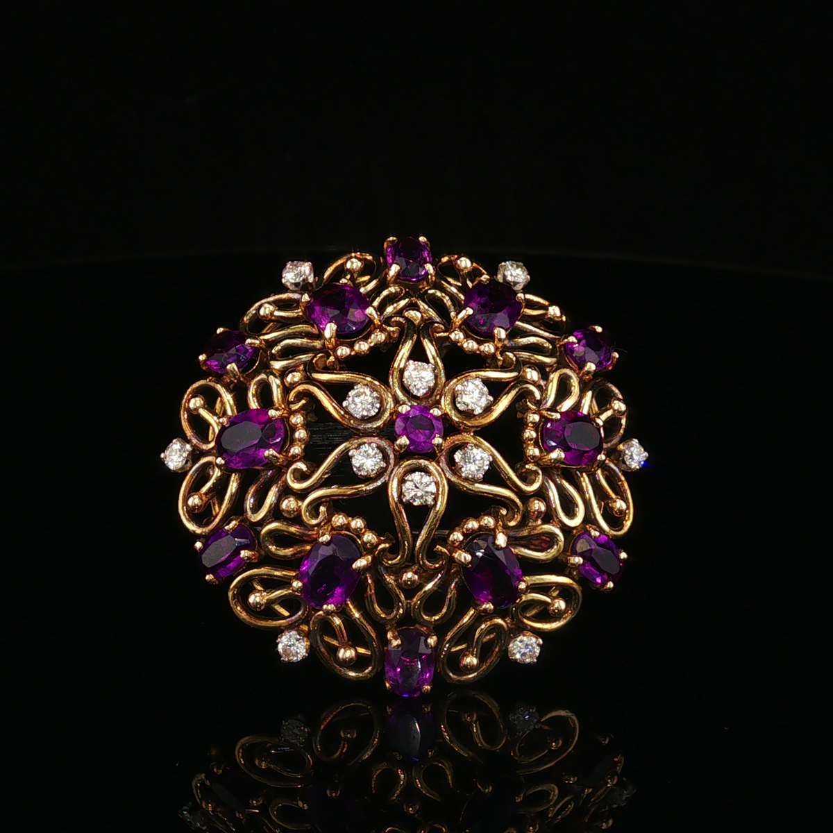Tamsin Amethyst & Diamond Pin | Veleska Jewelry