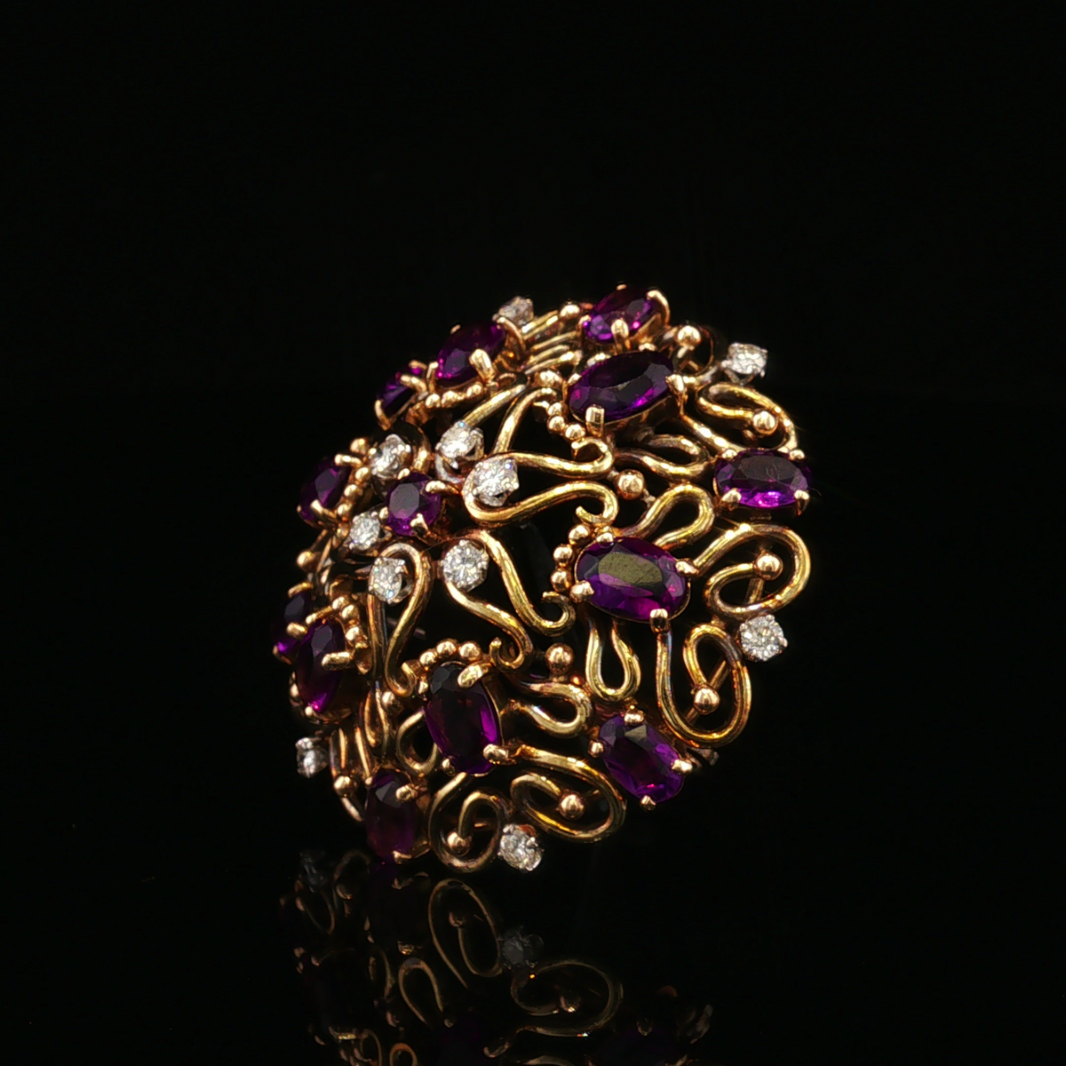 Tamsin Amethyst & Diamond Pin | Veleska Jewelry