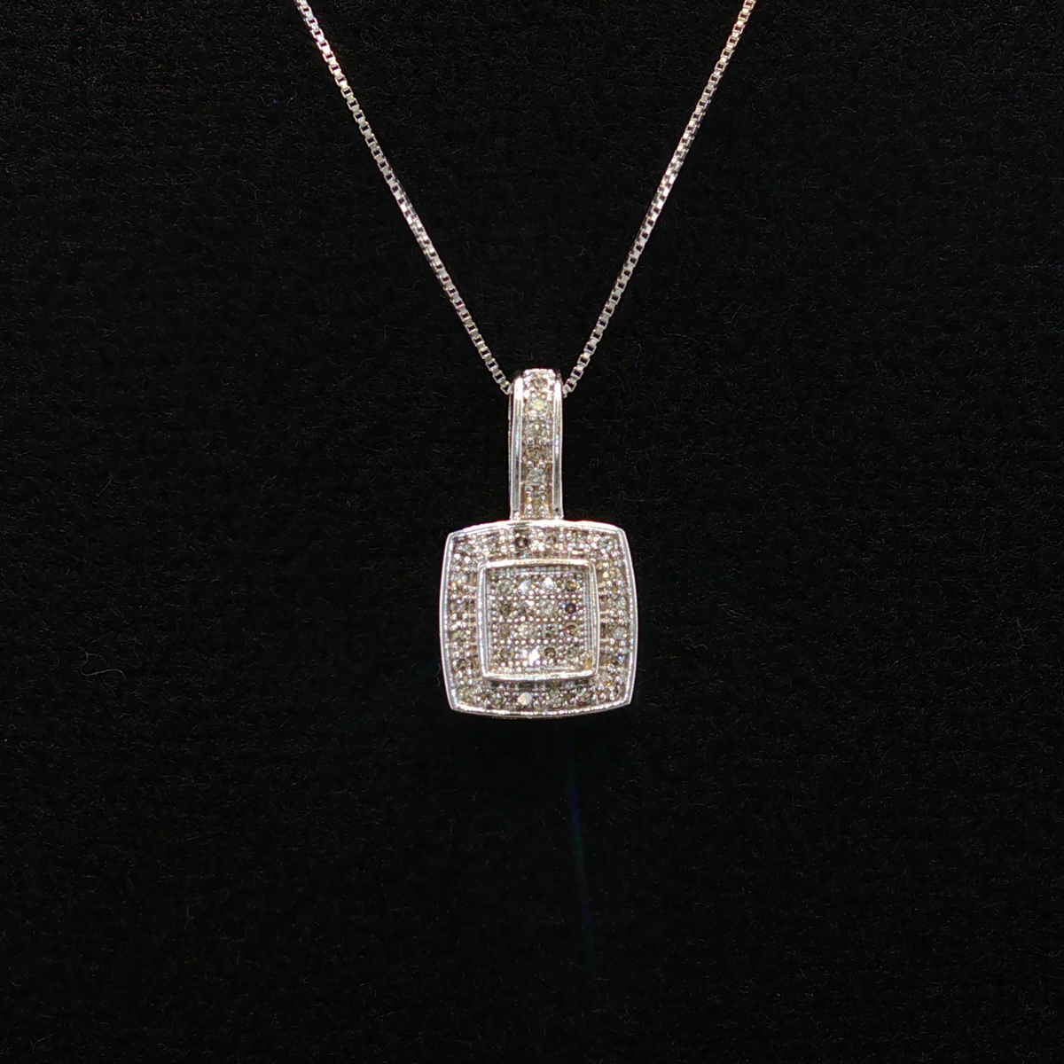 Primrose 10K White Gold Square Diamond Necklace – 0.21 CTW