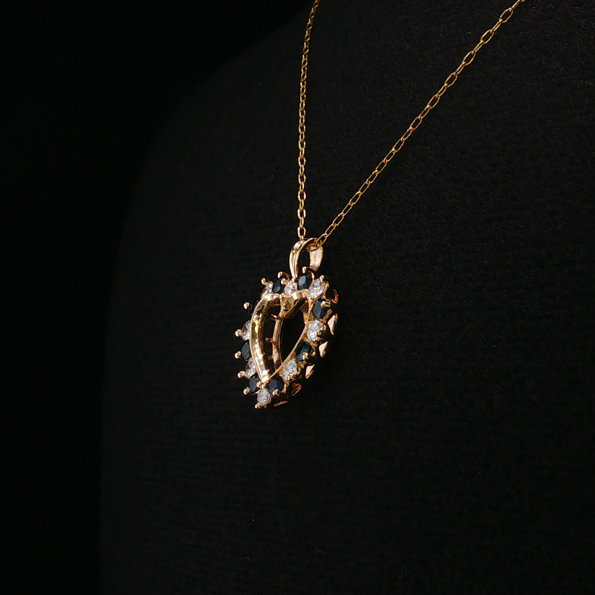 Eliska 14K Yellow Gold Sapphire Diamond Heart Necklace