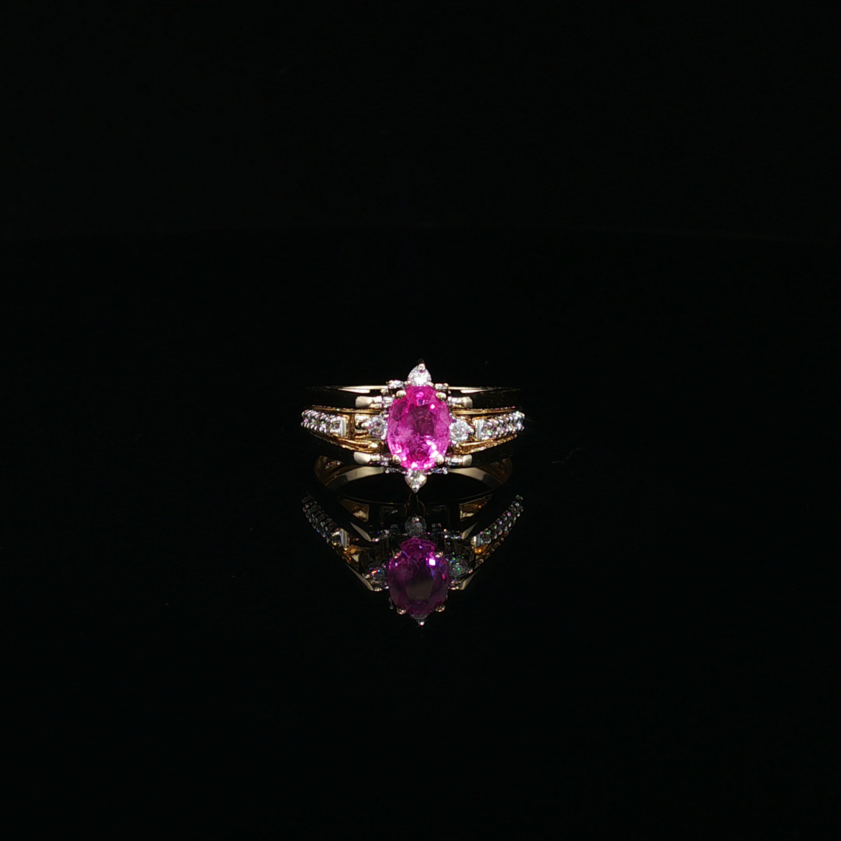 Bryony 14K Two-Tone Pink Sapphire & Diamond Ring Set
