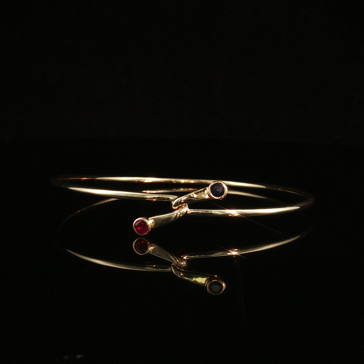 Isolde 14k Yellow Gold Sapphire & Ruby Bangle