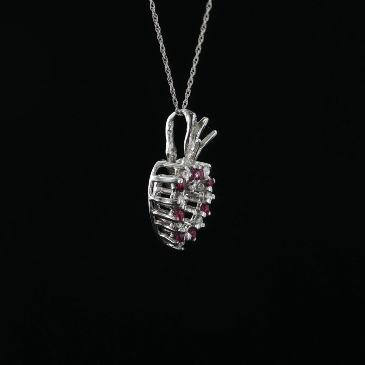 Evelynn 14k White Gold Diamond & Ruby Heart Necklace