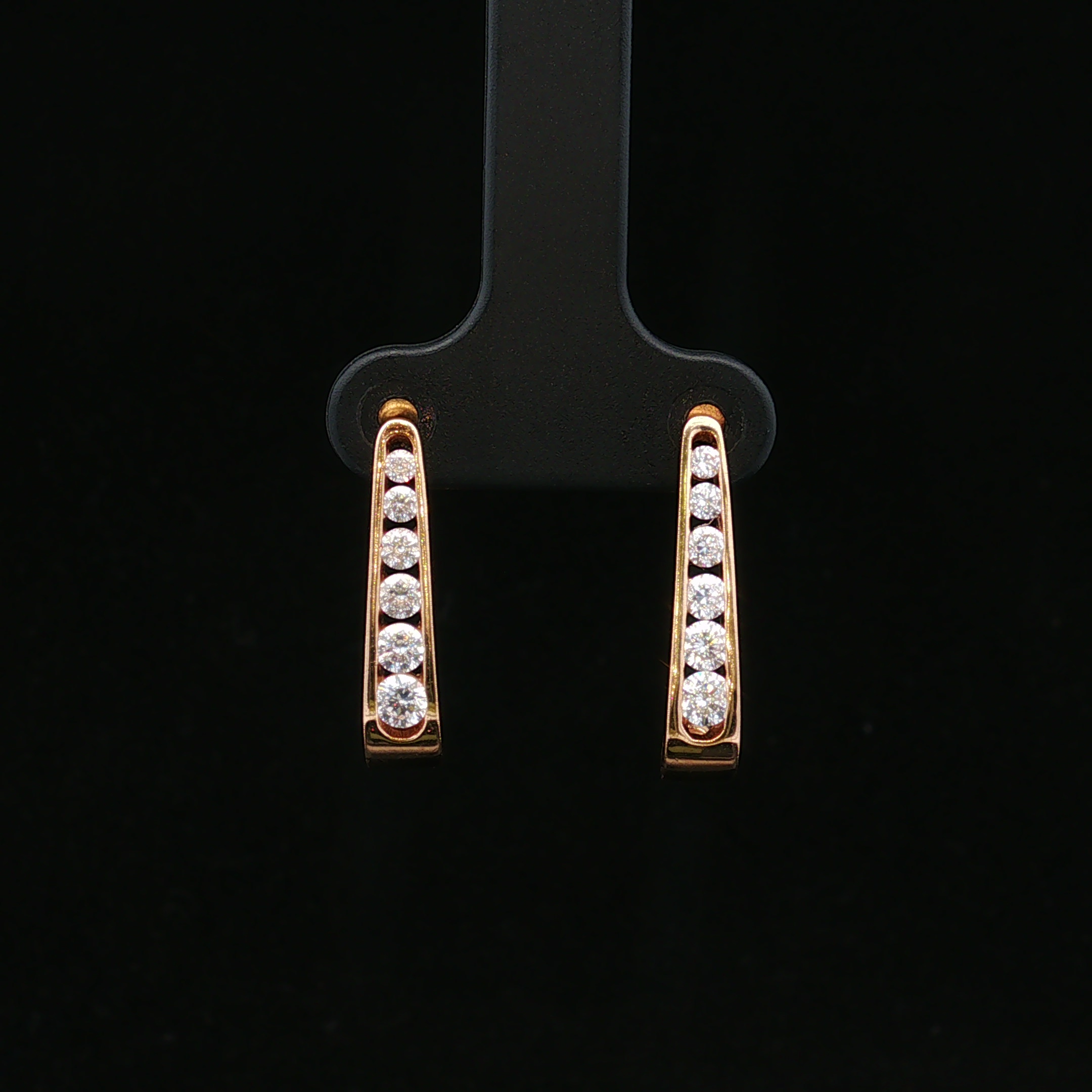 Anikarose 14K Yellow Gold Channel Set CZ Earrings
