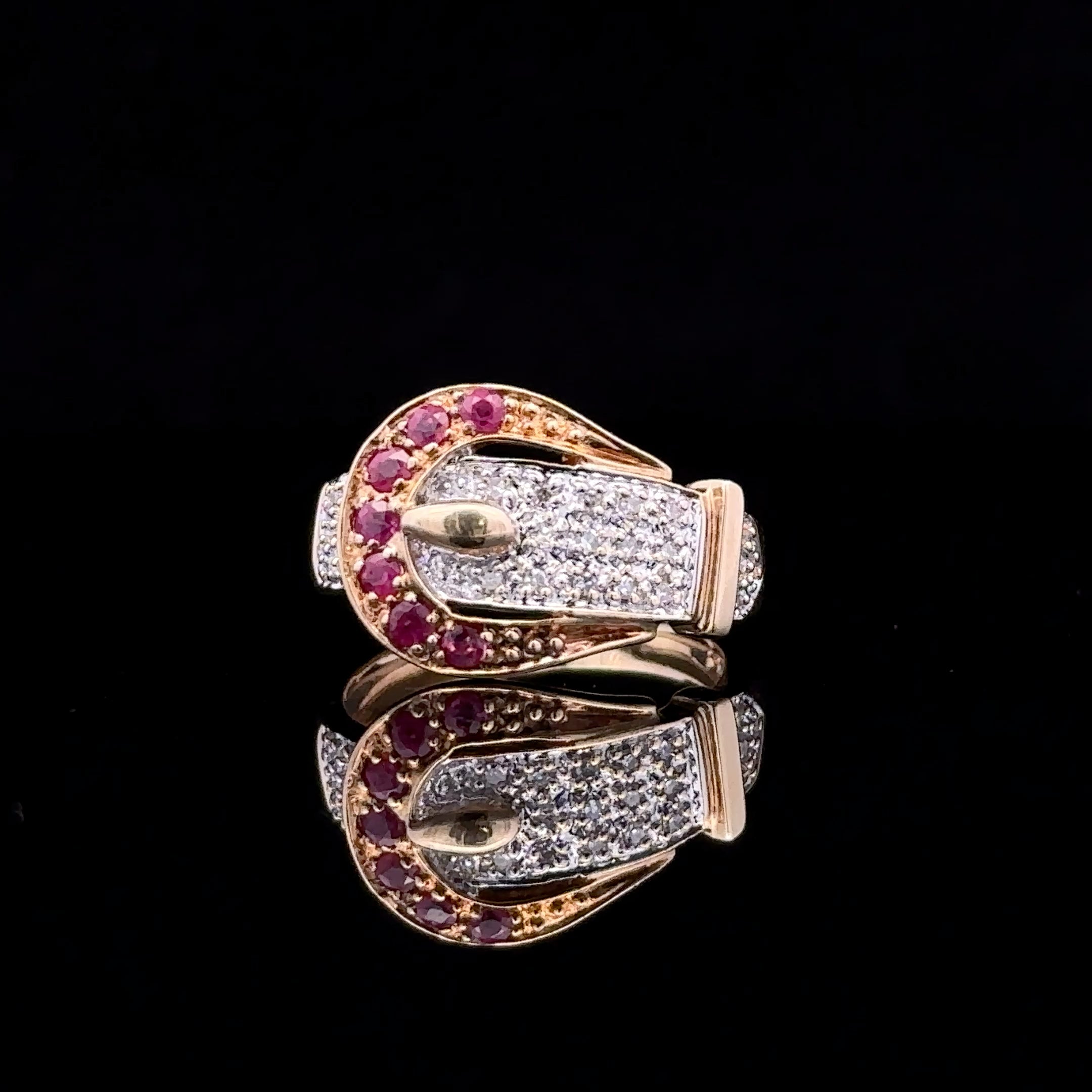 Kendra 14K Yellow Gold Ruby and Diamond Belt Ring