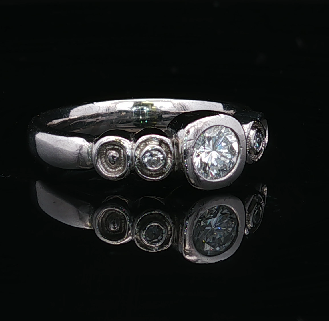 Arden Palladium 3 Stone Diamond Ring