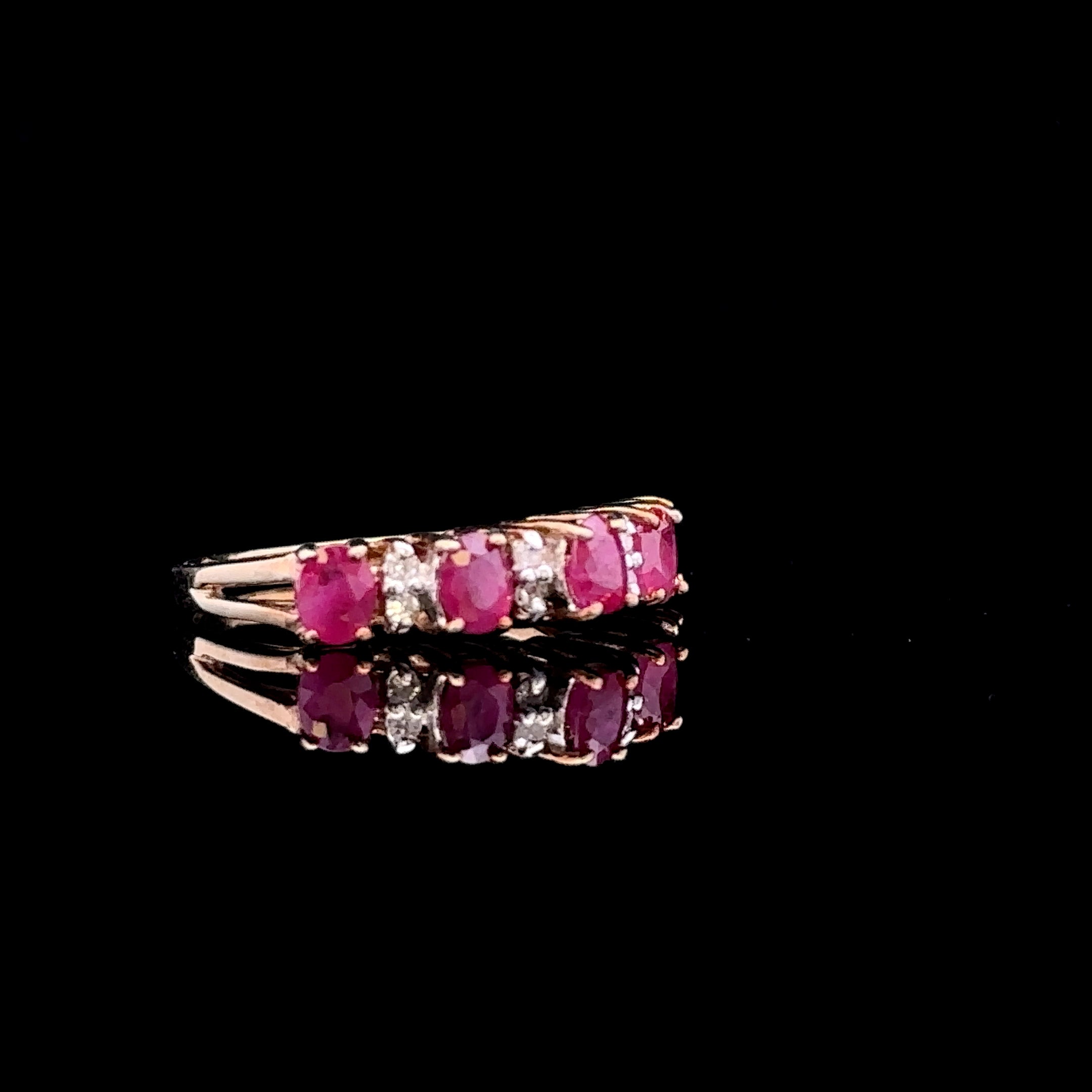 Kathryn 10K Yellow Gold 5-Stone Ruby and Diamond Accent Ring