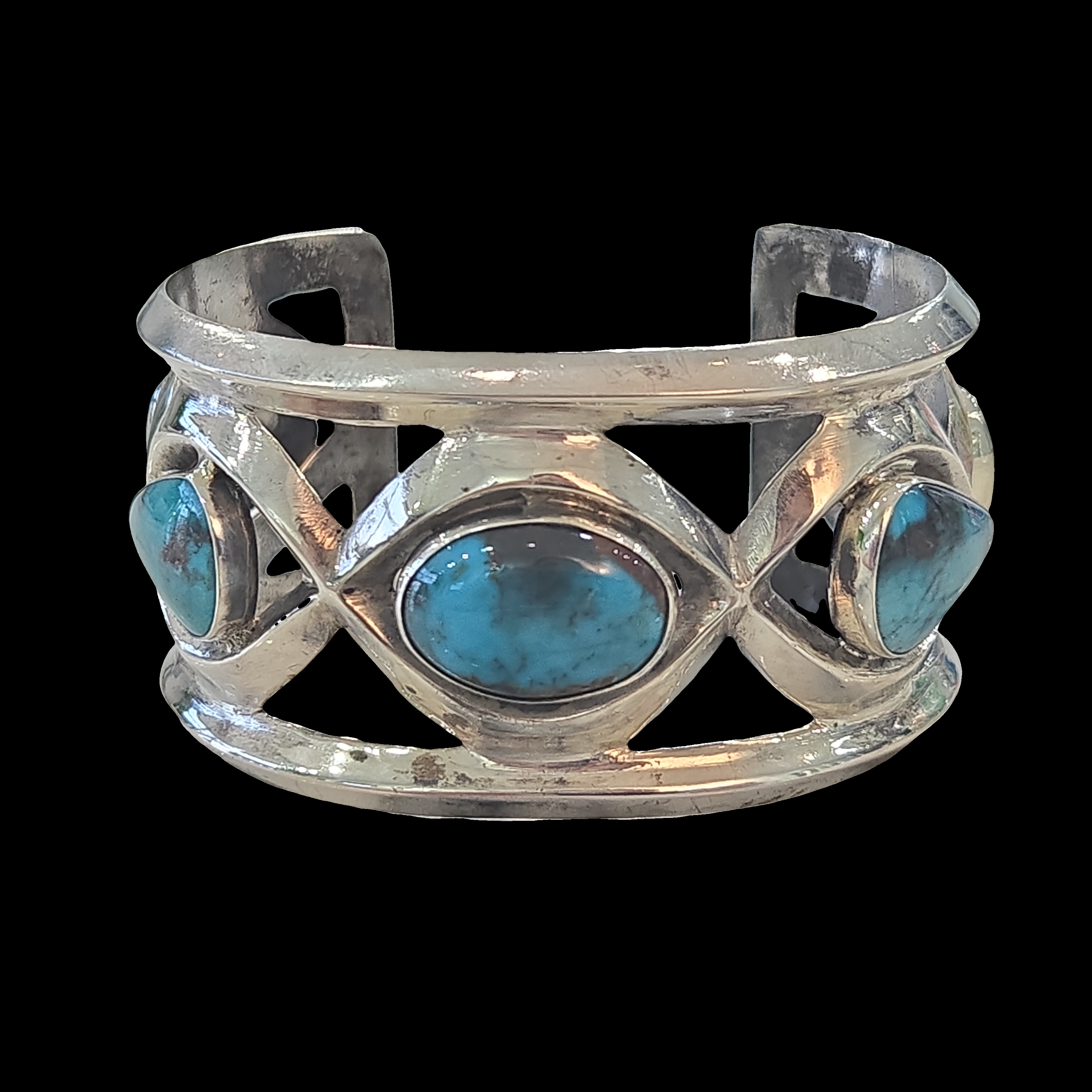 Vintage Navajo Bisbee Turquoise Cuff Circa 1940