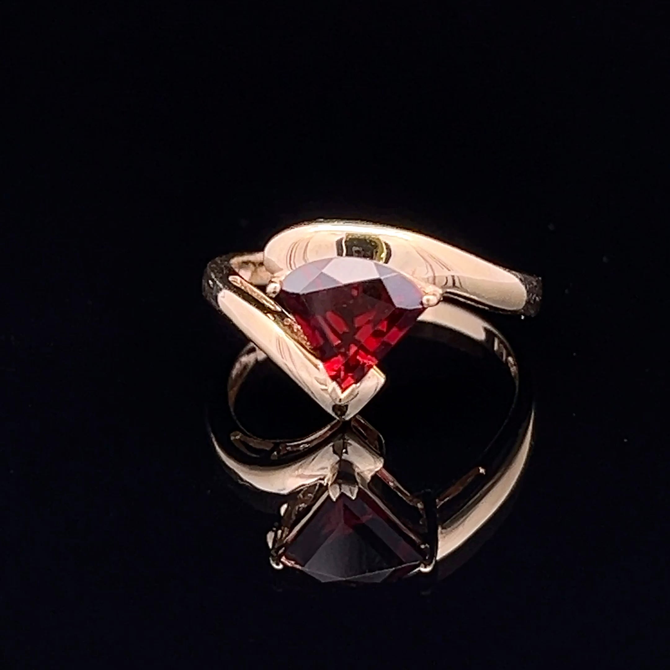 Zelda 14KY Fancy Trillion Shape Garnet Ring