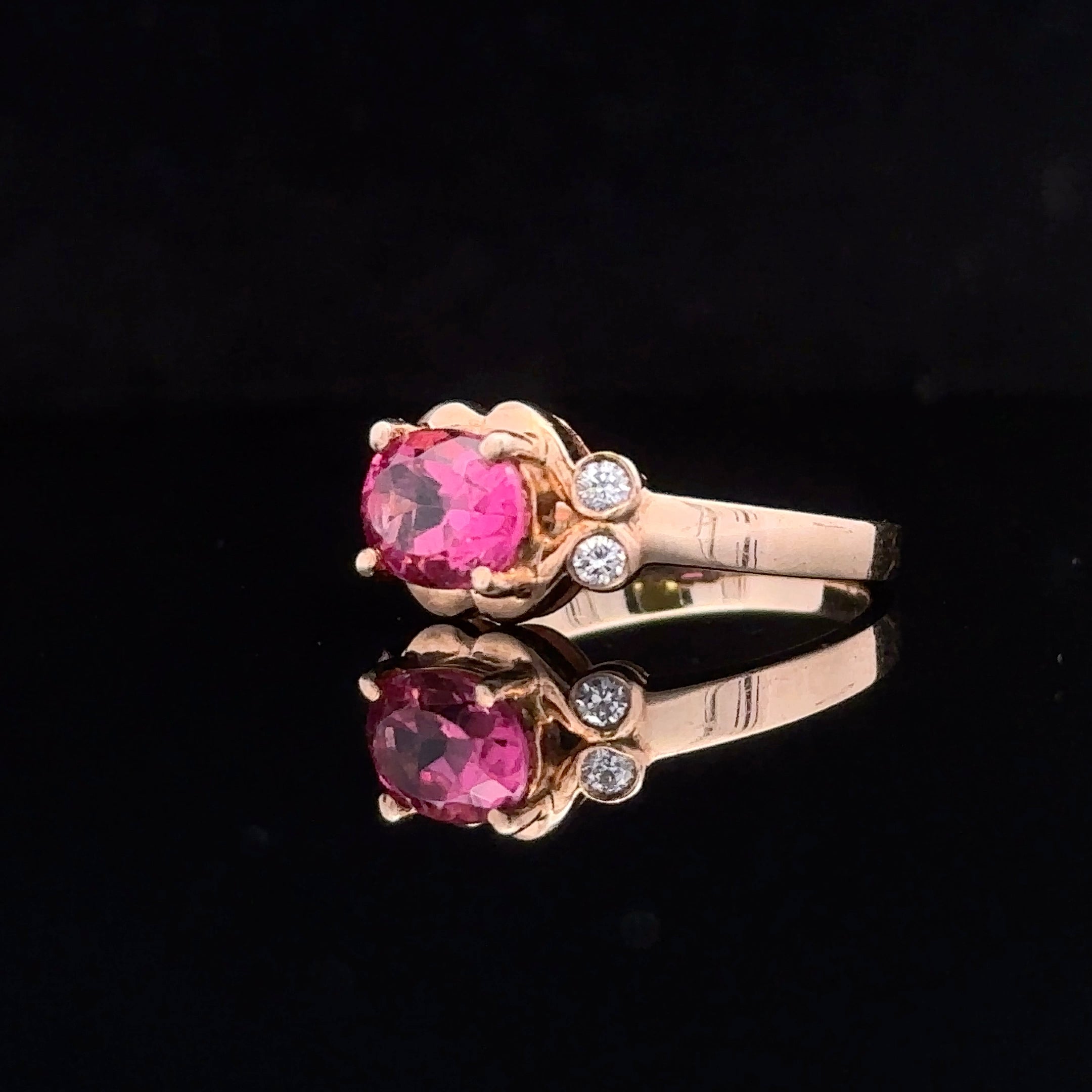 Rayne 14K Yellow Gold Oval Pink Tourmaline and Diamond Ring