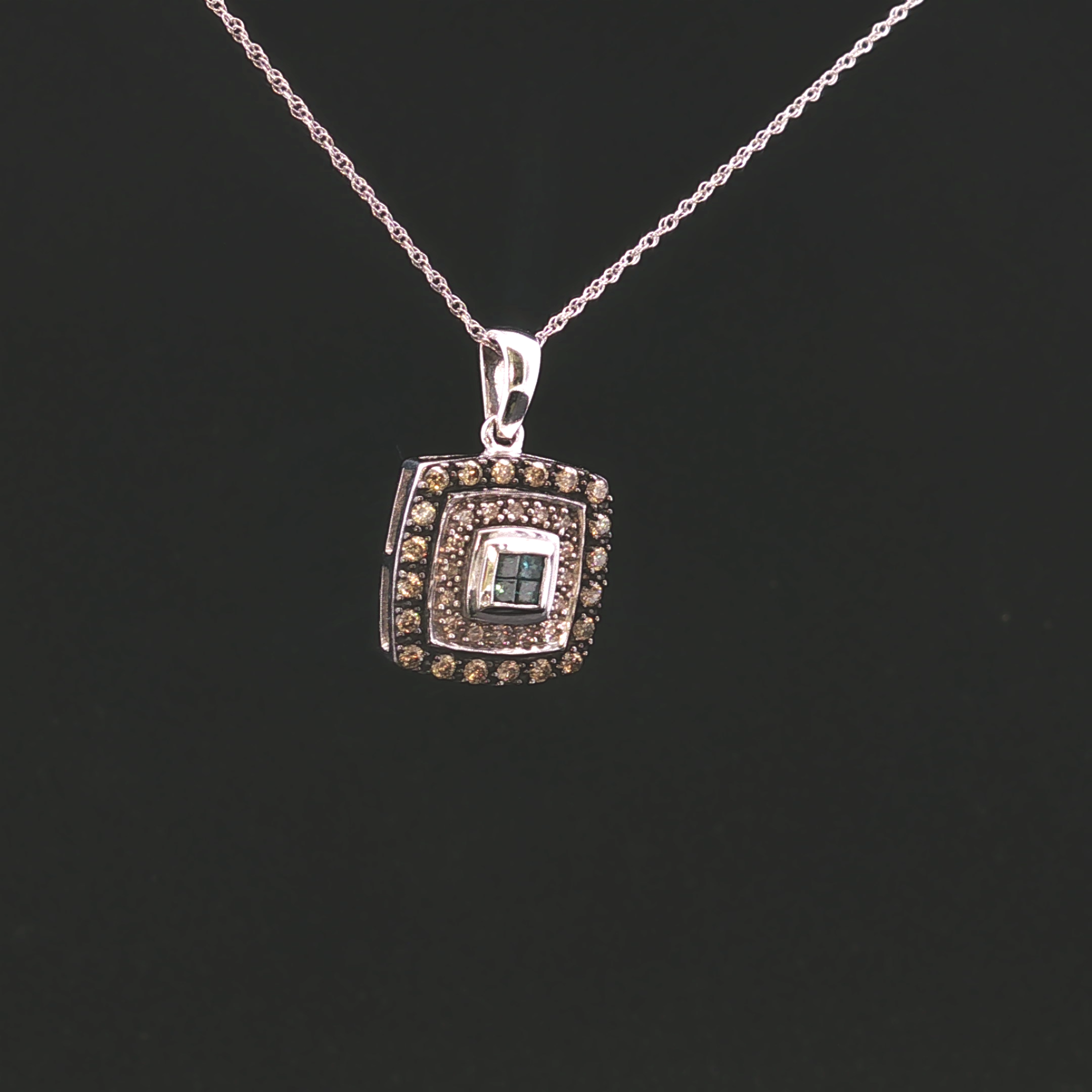 Everleigh 10K White Gold Blue and Champagne Diamond Necklace