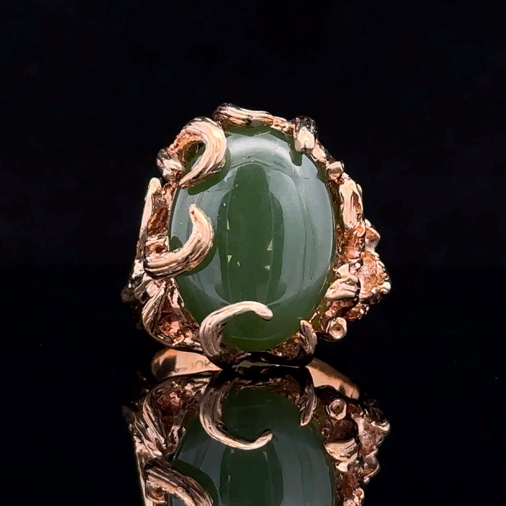Dahlia Yellow 10K Gold Artisan Jade Fashion Ring
