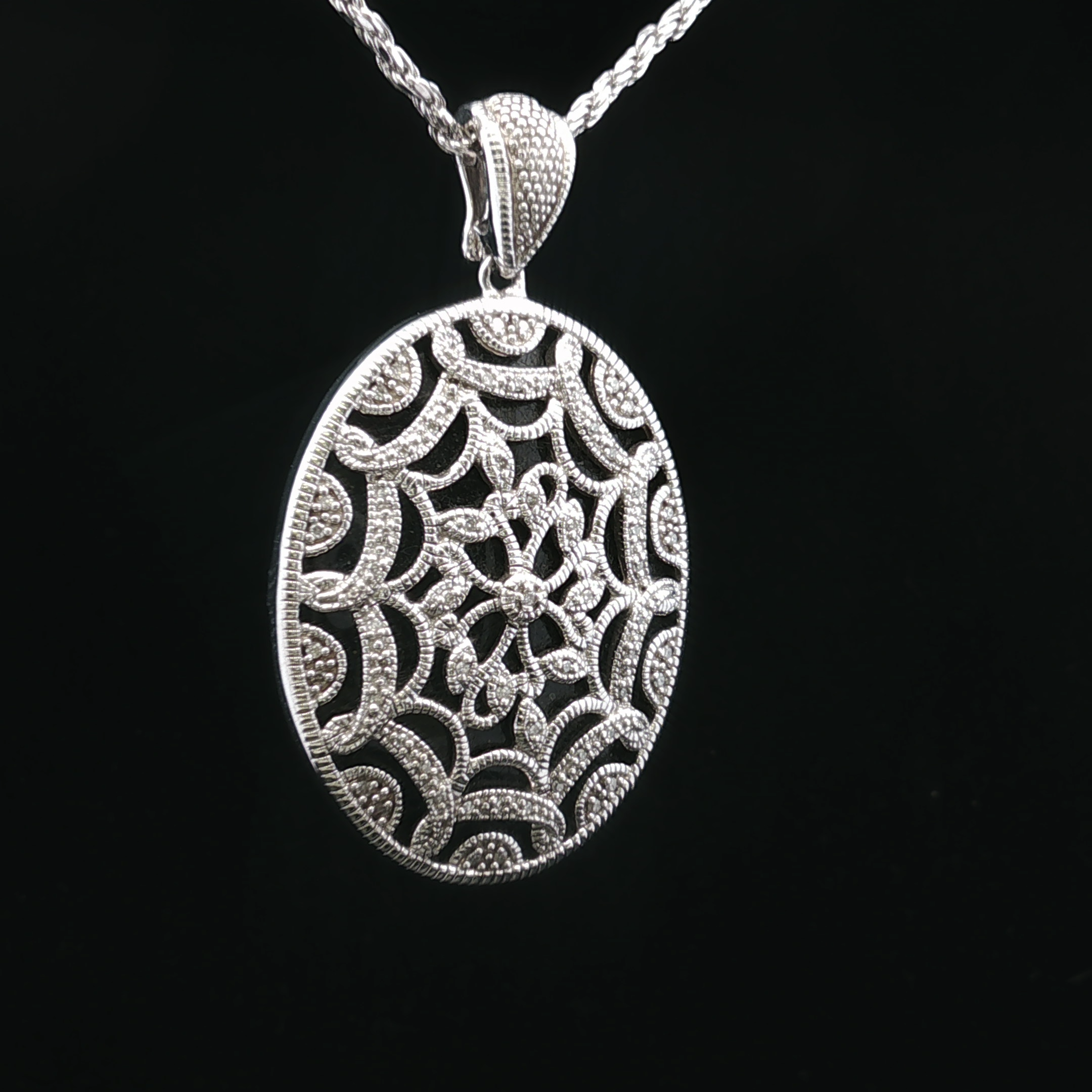 Francesine Sterling Silver Black Stone Necklace