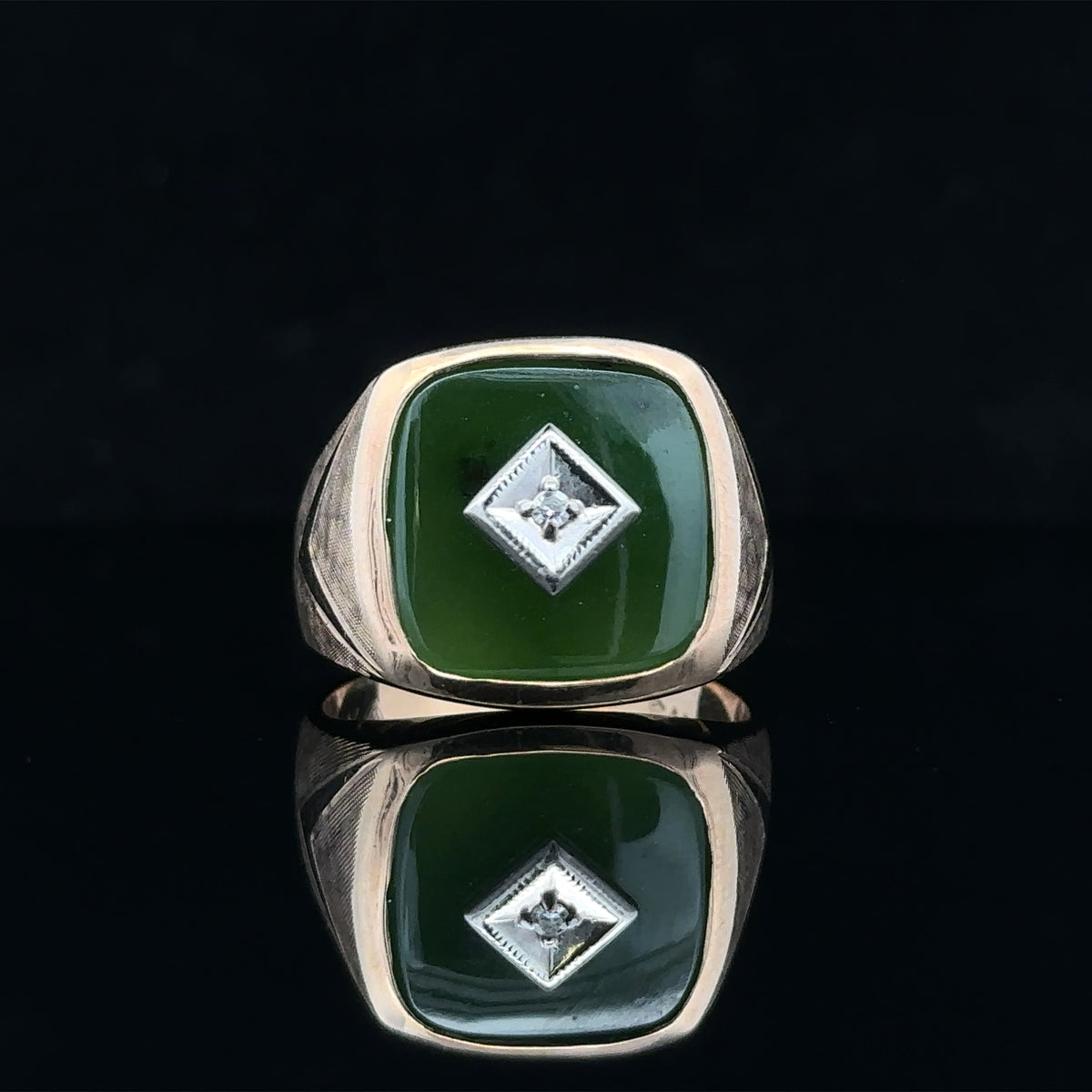 Gracelynn 10K Yellow Gold Jade and Diamond Ring