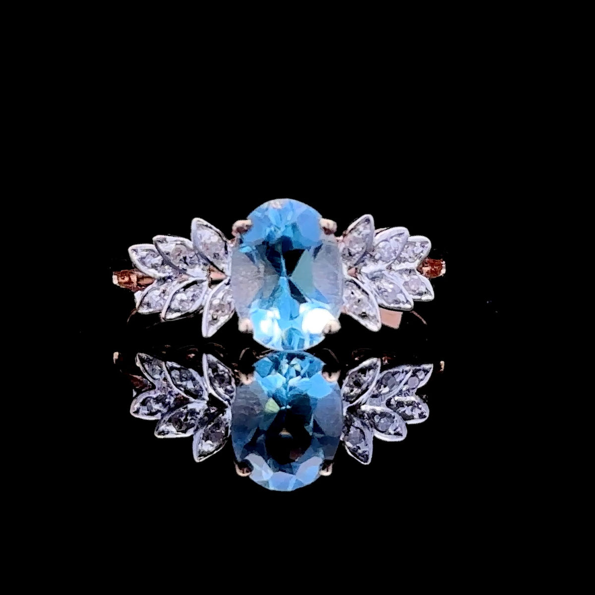 Melanie 14K Yellow Gold Blue Topaz Fashion Ring, Size 7.5
