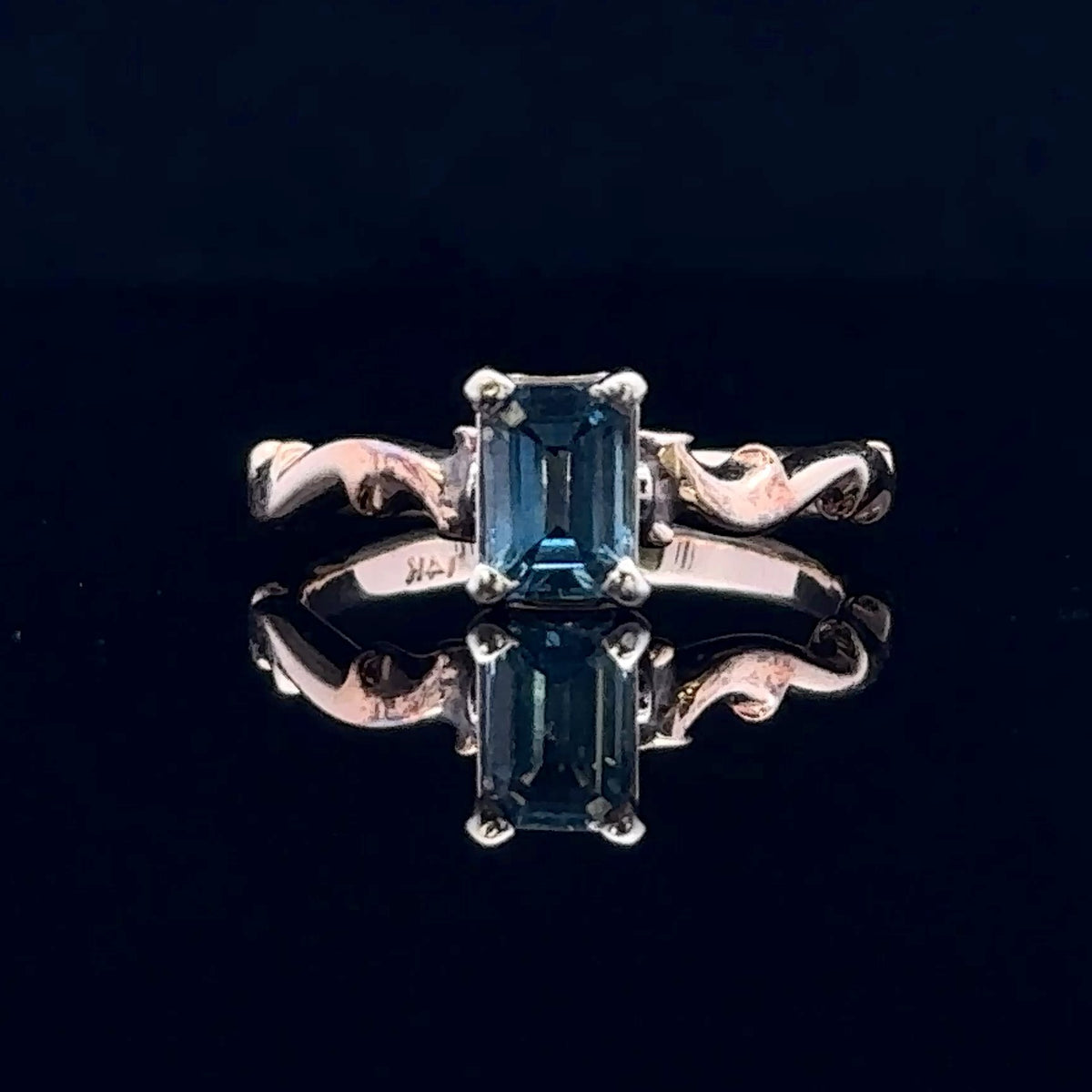 Sage 14K Yellow Gold Florentine Ring with Peacock Sapphire