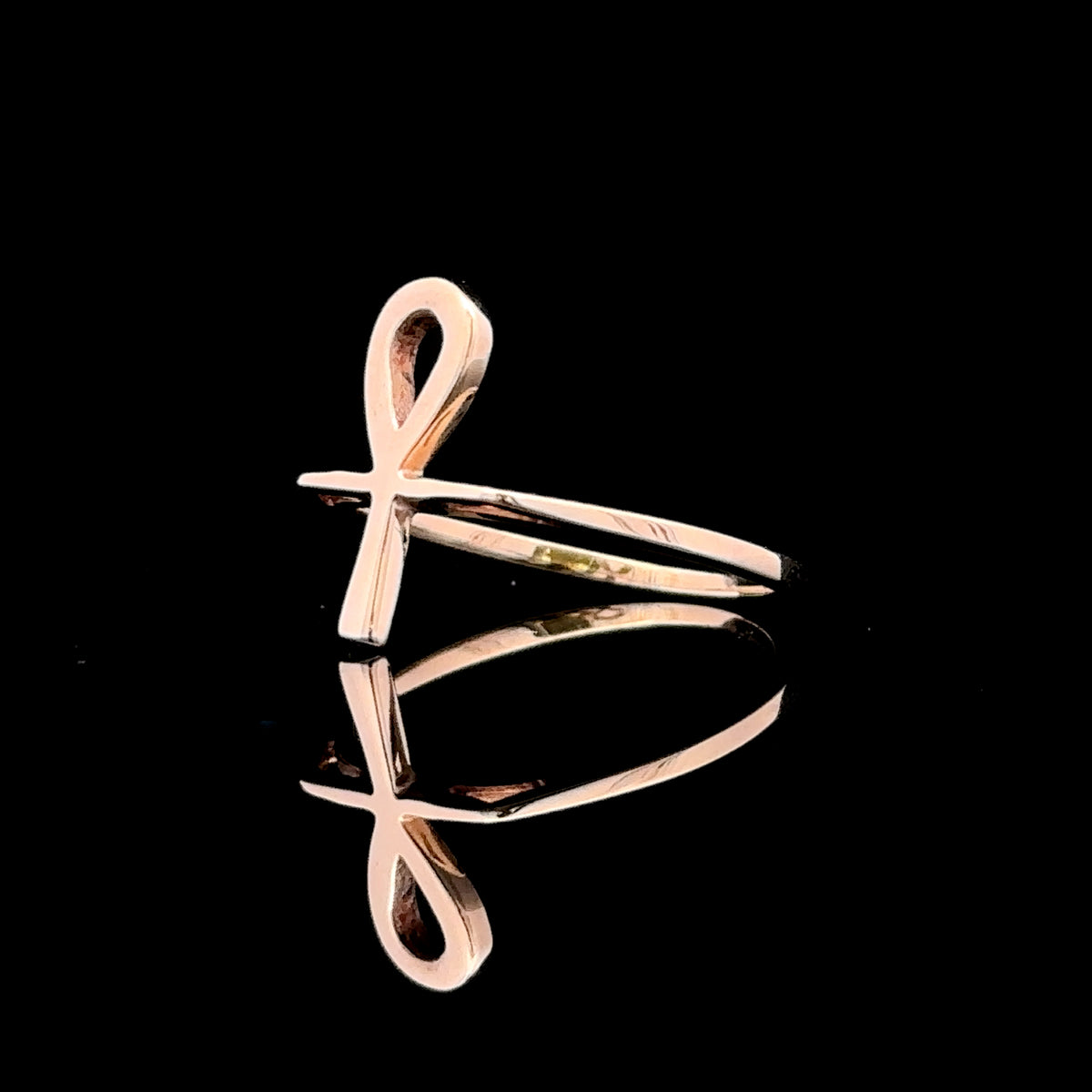 Yellow 14K Contemporary Ankh Ring