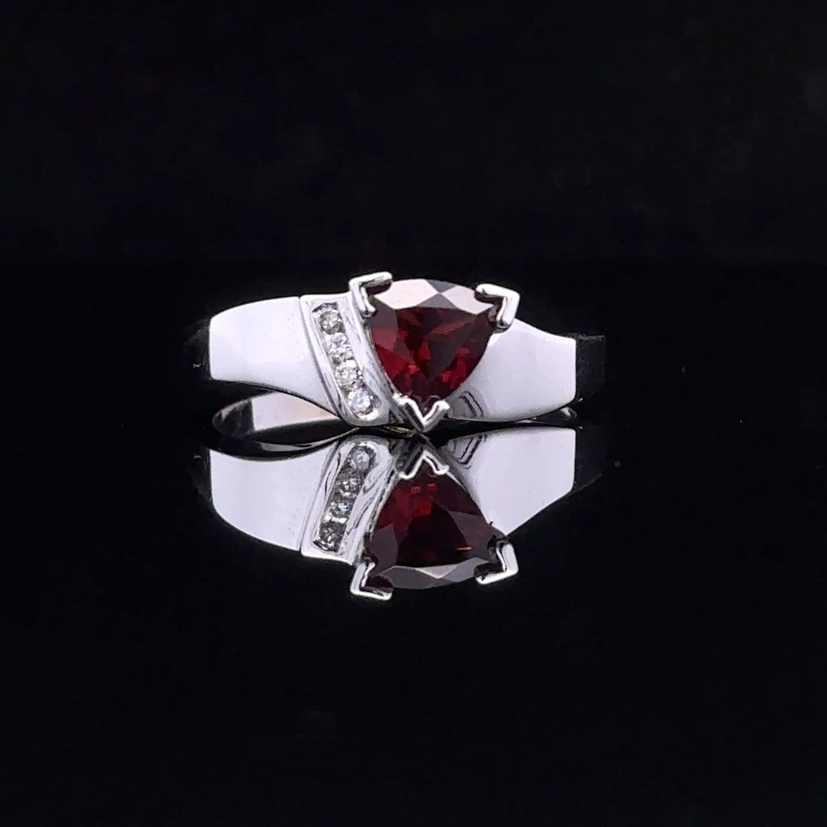 Ryan White 14K Contemporary Ring with Trillian Garnet and Diamond Accents
